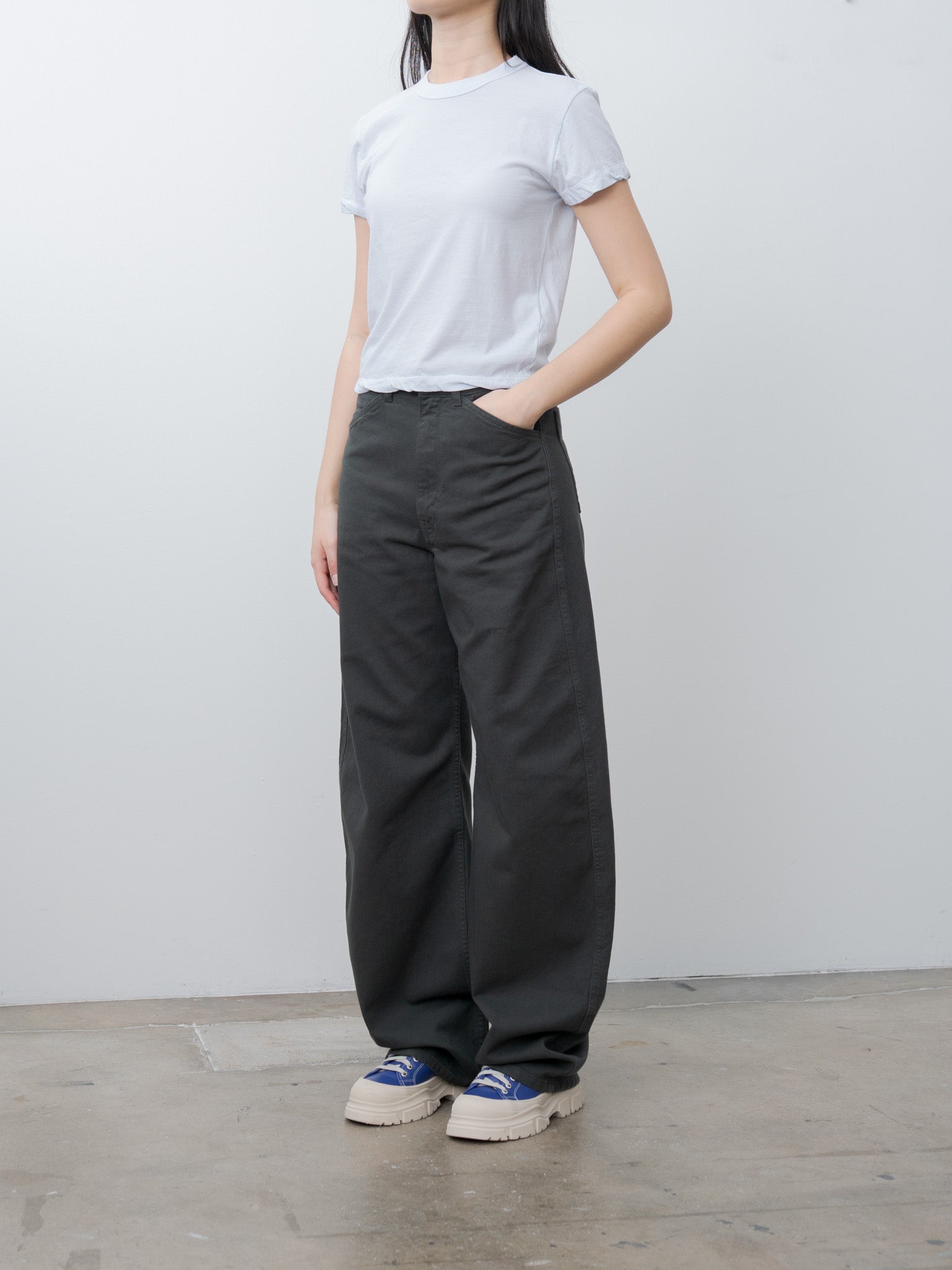 Namu Shop - Aton Fresca Single Jersey Tight Fit T-Shirt - Sax
