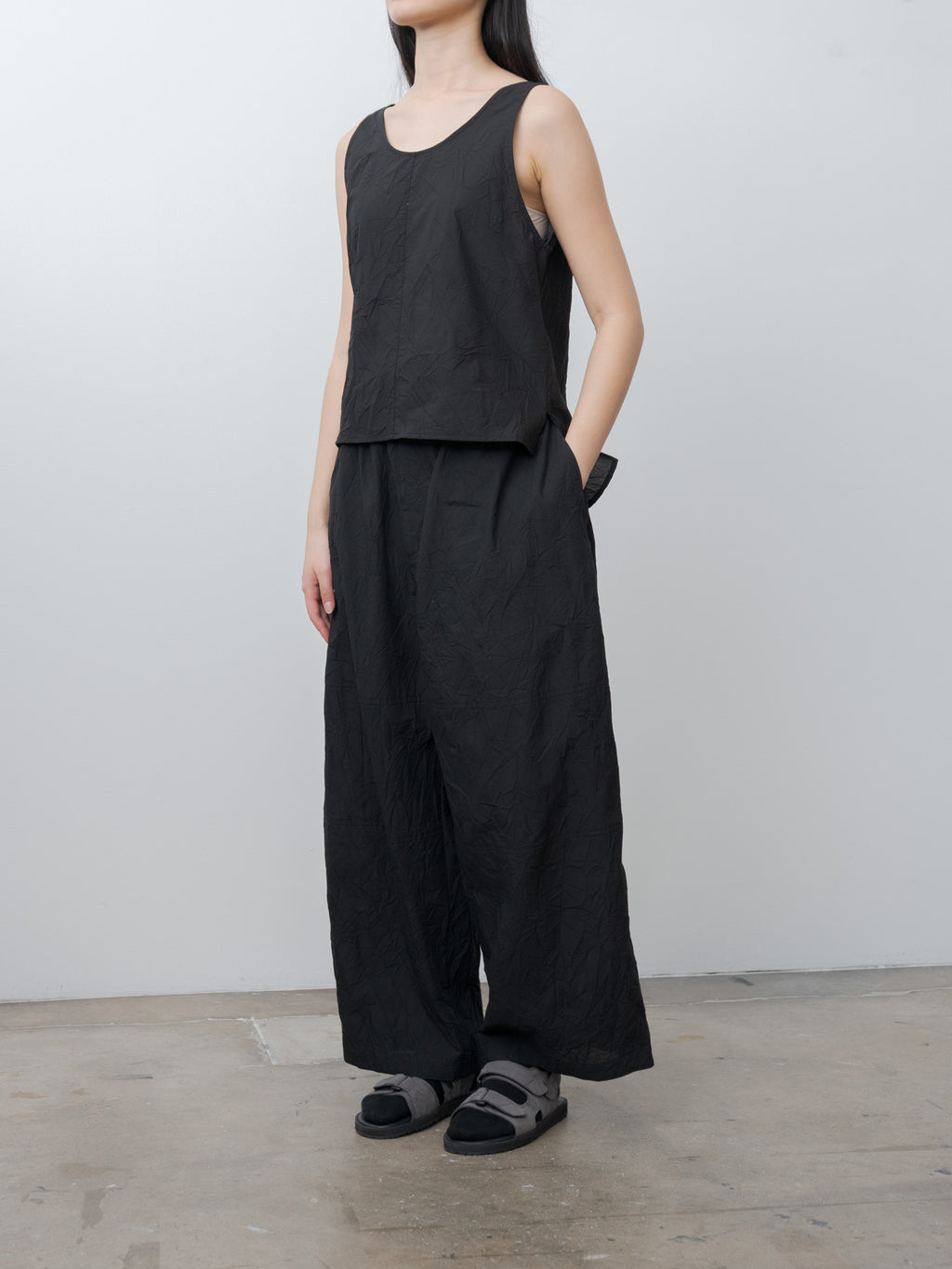 Namu Shop - Aton Catch Washer Cotton Tank Top Pullover - Black