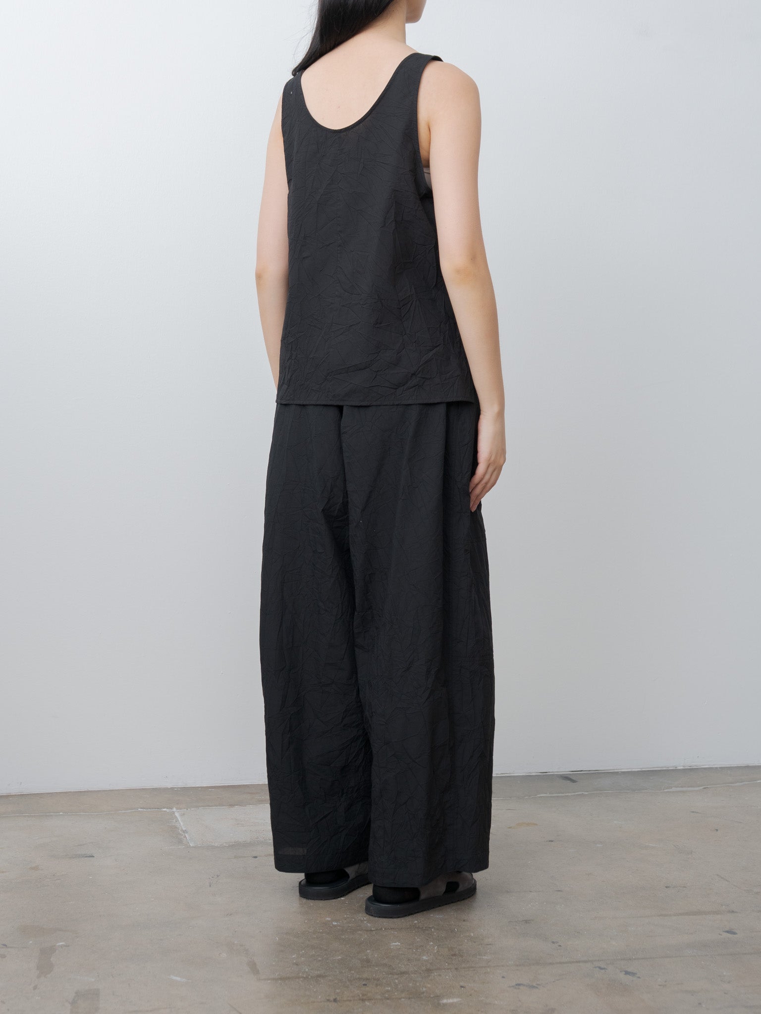 Namu Shop - Aton Catch Washer Cotton Easy Wide Pants - Black