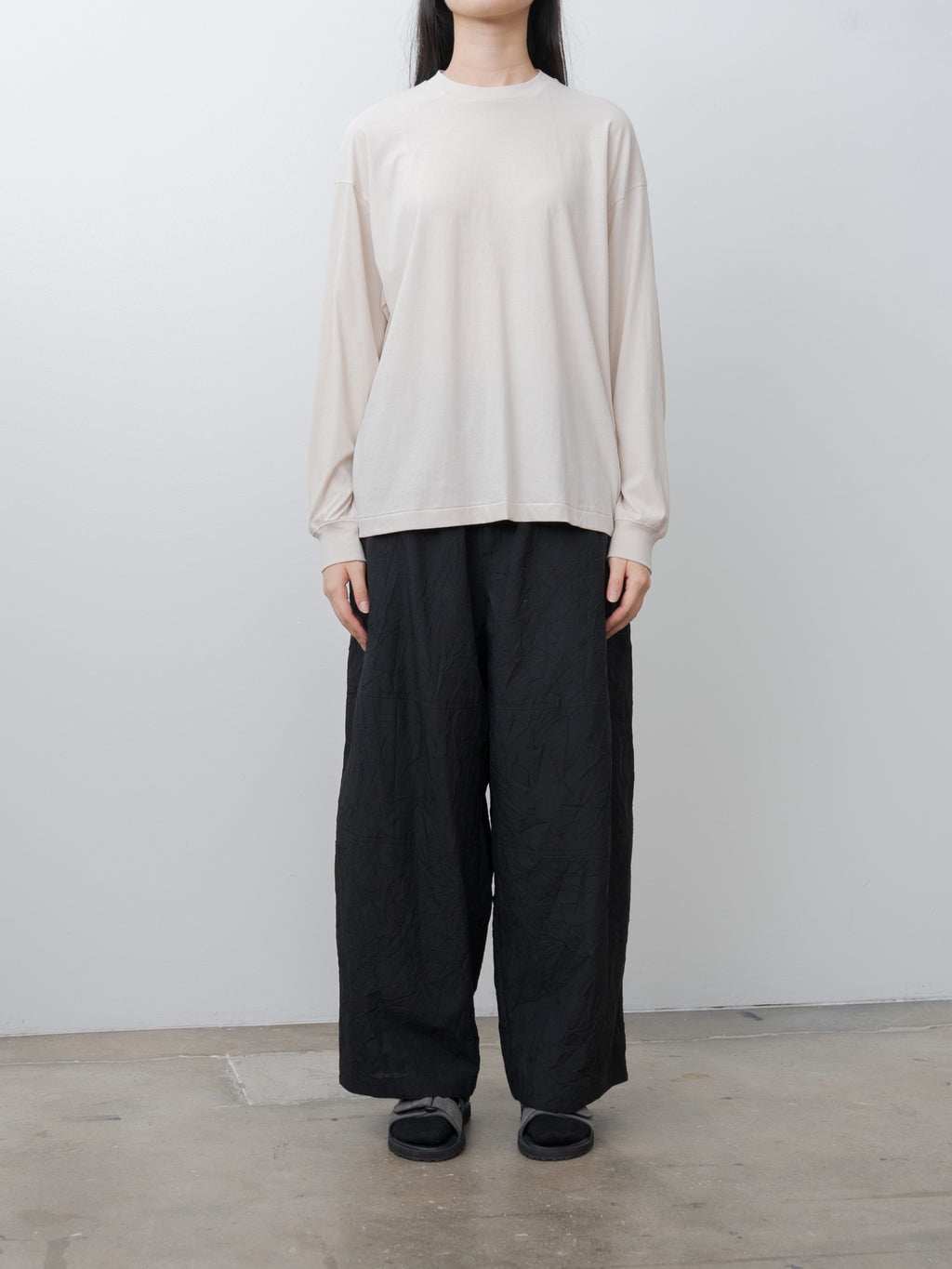 Namu Shop - Aton Fresca Nubuck Long Sleeve T-Shirt - Warm White