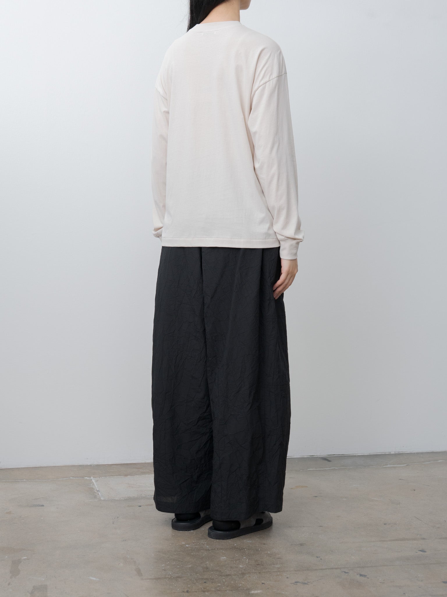 Namu Shop - Aton Catch Washer Cotton Easy Wide Pants - Black