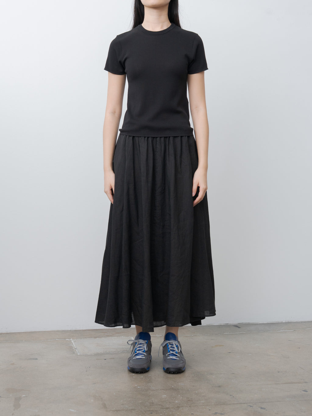 Namu Shop - Aton Fresca Circular Rib Perfect Fit Pullover - Black