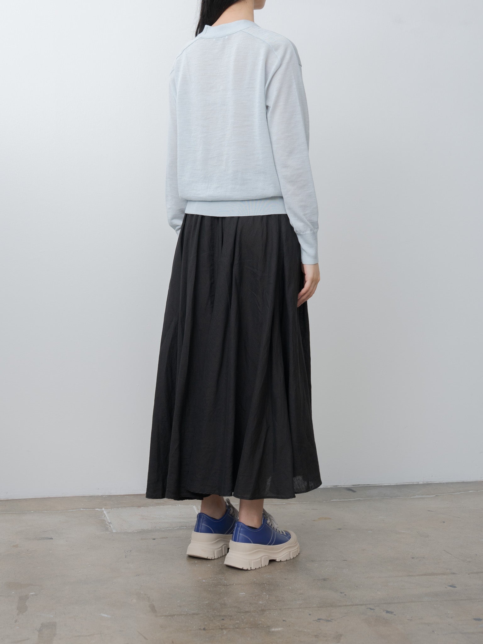 Namu Shop - Aton Ramie Wool V-Neck Knit Cardigan - Sax
