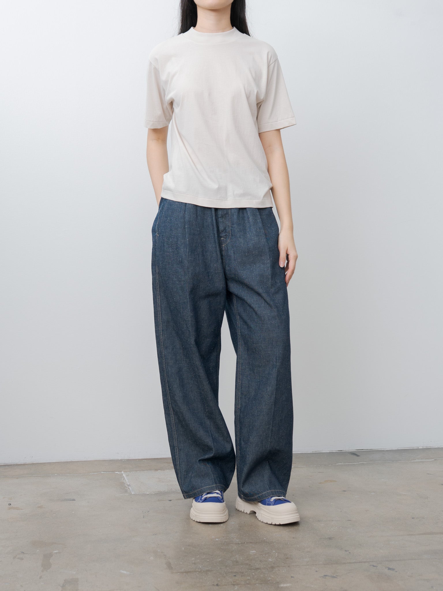 Namu Shop - Aton Fresca Nubuck Mockneck T-Shirt - Warm White
