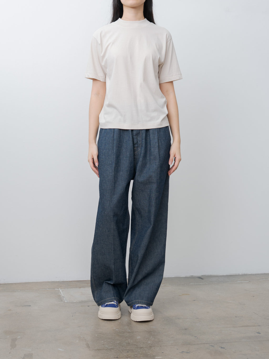 Namu Shop - Aton Fresca Nubuck Mockneck T-Shirt - Warm White