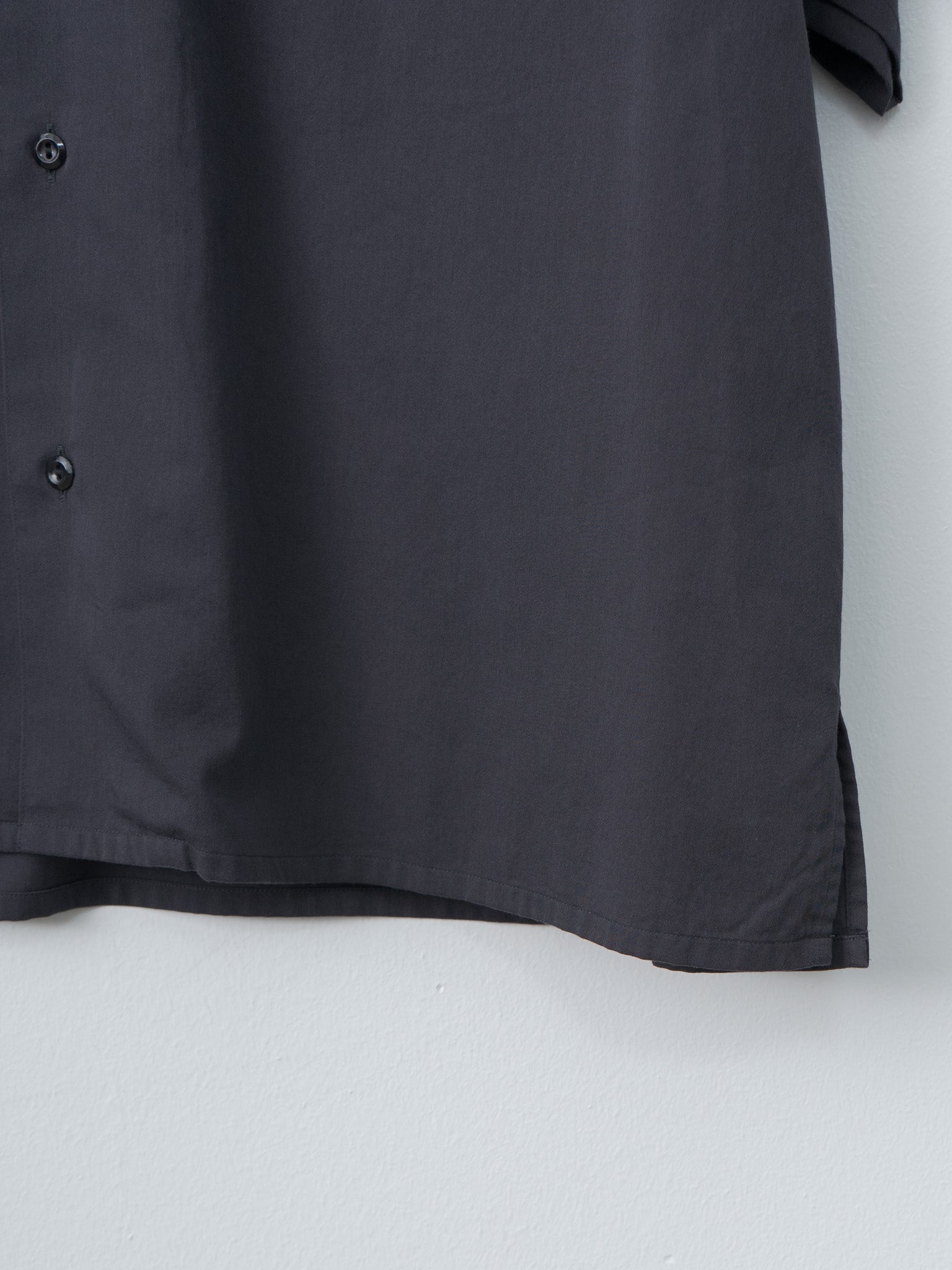 Namu Shop - Y Organic Cotton Washer Satin Open Collar Shirt - Navy