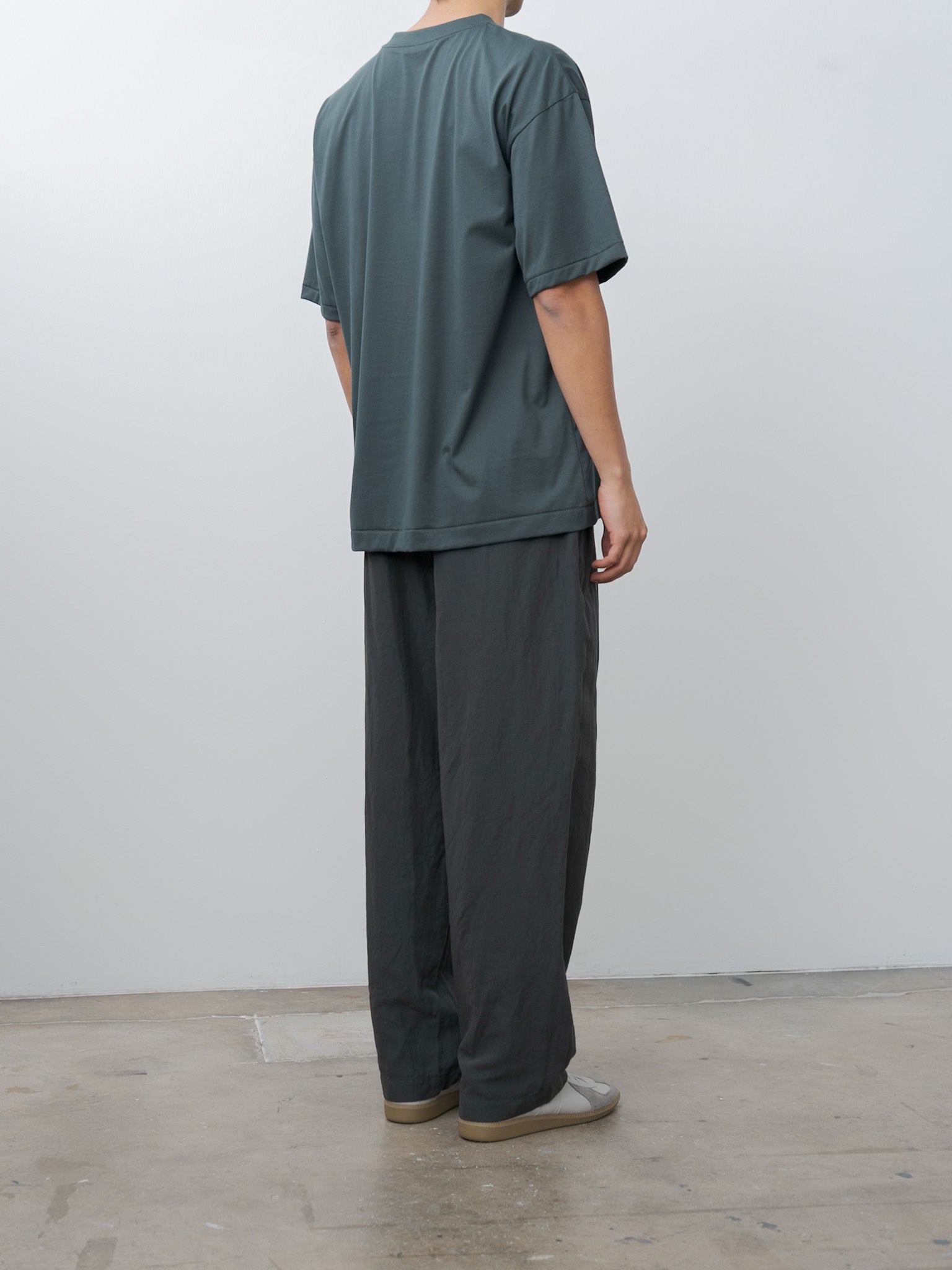 Namu Shop - Aton Cotton Linen Voile Two Tucked Easy Pants - Dark Green