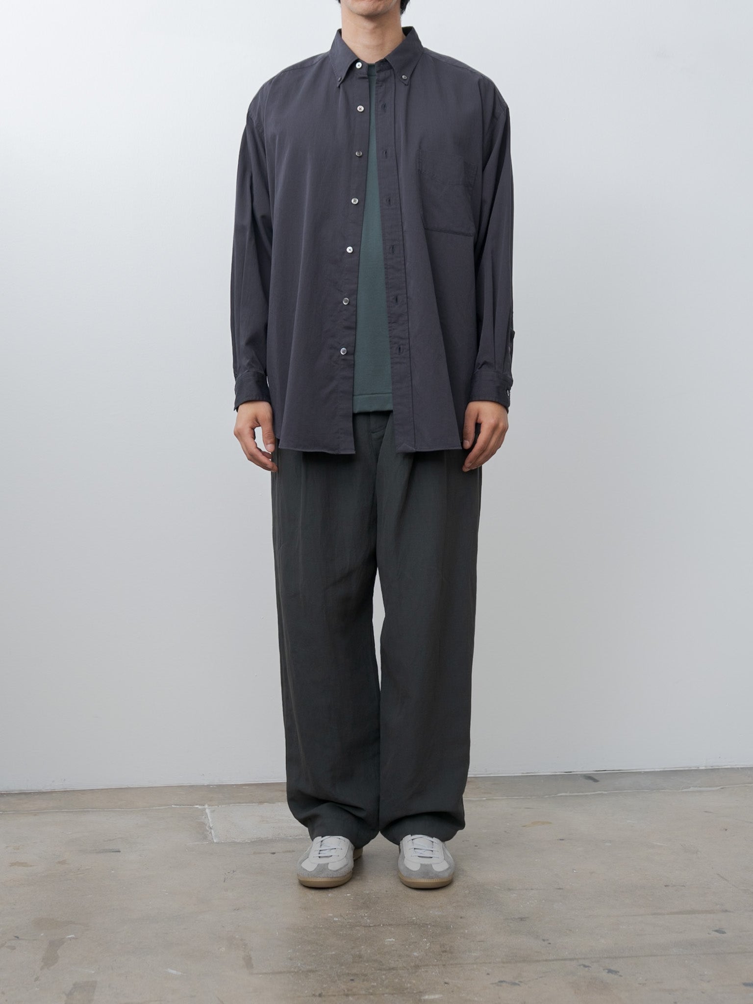 Namu Shop - Y Organic Cotton Washer Satin Shirt - Navy