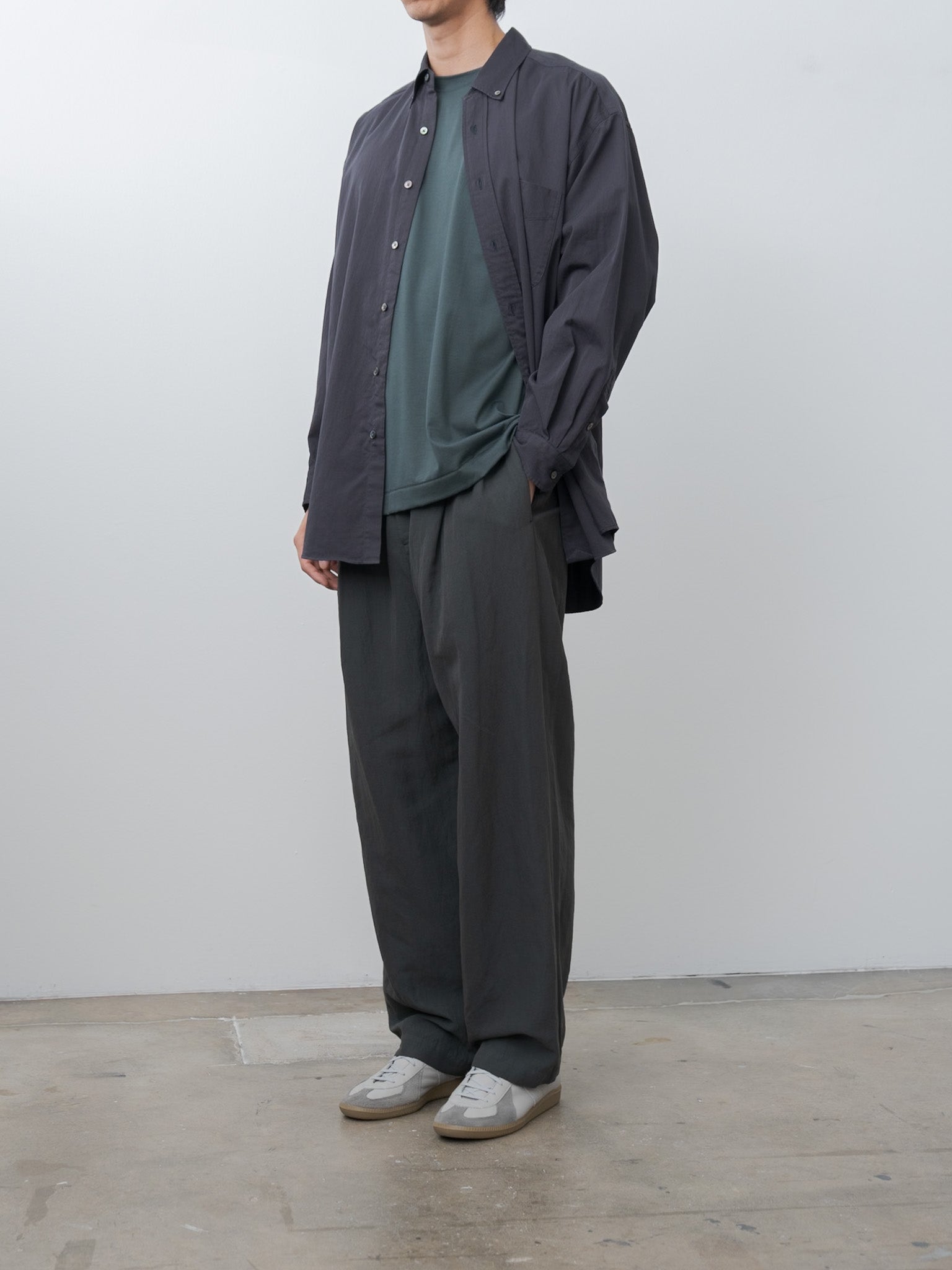 Namu Shop - Y Organic Cotton Washer Satin Shirt - Navy