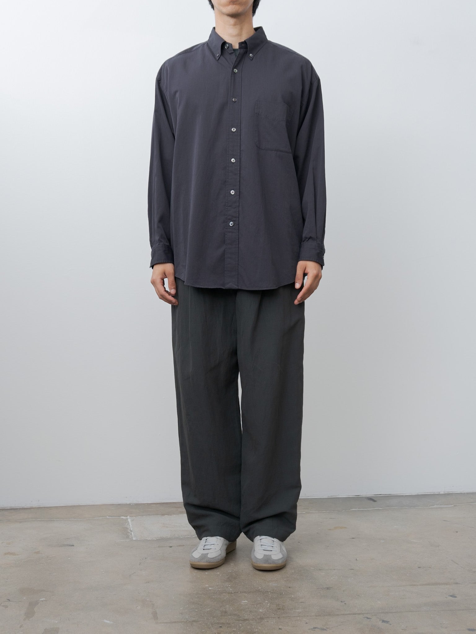 Namu Shop - Y Organic Cotton Washer Satin Shirt - Navy