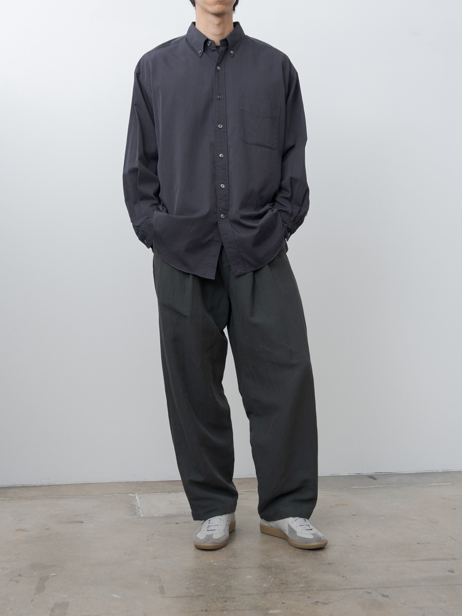 Namu Shop - Y Organic Cotton Washer Satin Shirt - Navy
