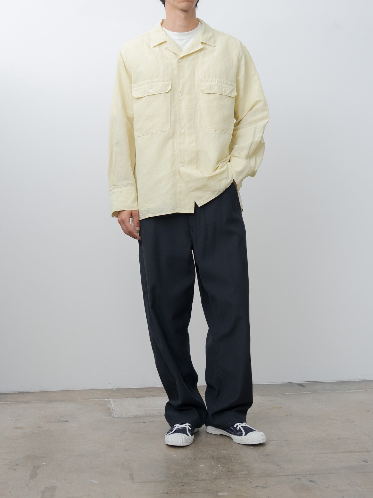 Namu Shop - Yleve Viscose Cotton Painter Pants - Charcoal Navy