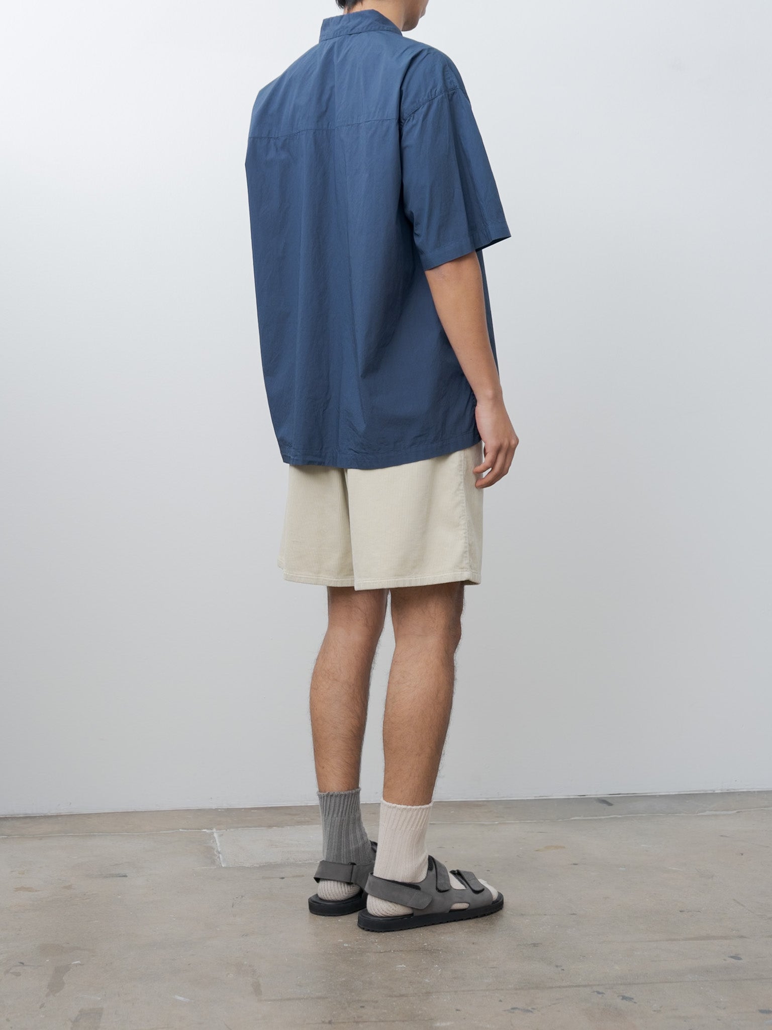 Namu Shop - Aton Cotton Lawn Oversized Short Sleeve Shirt - Navy