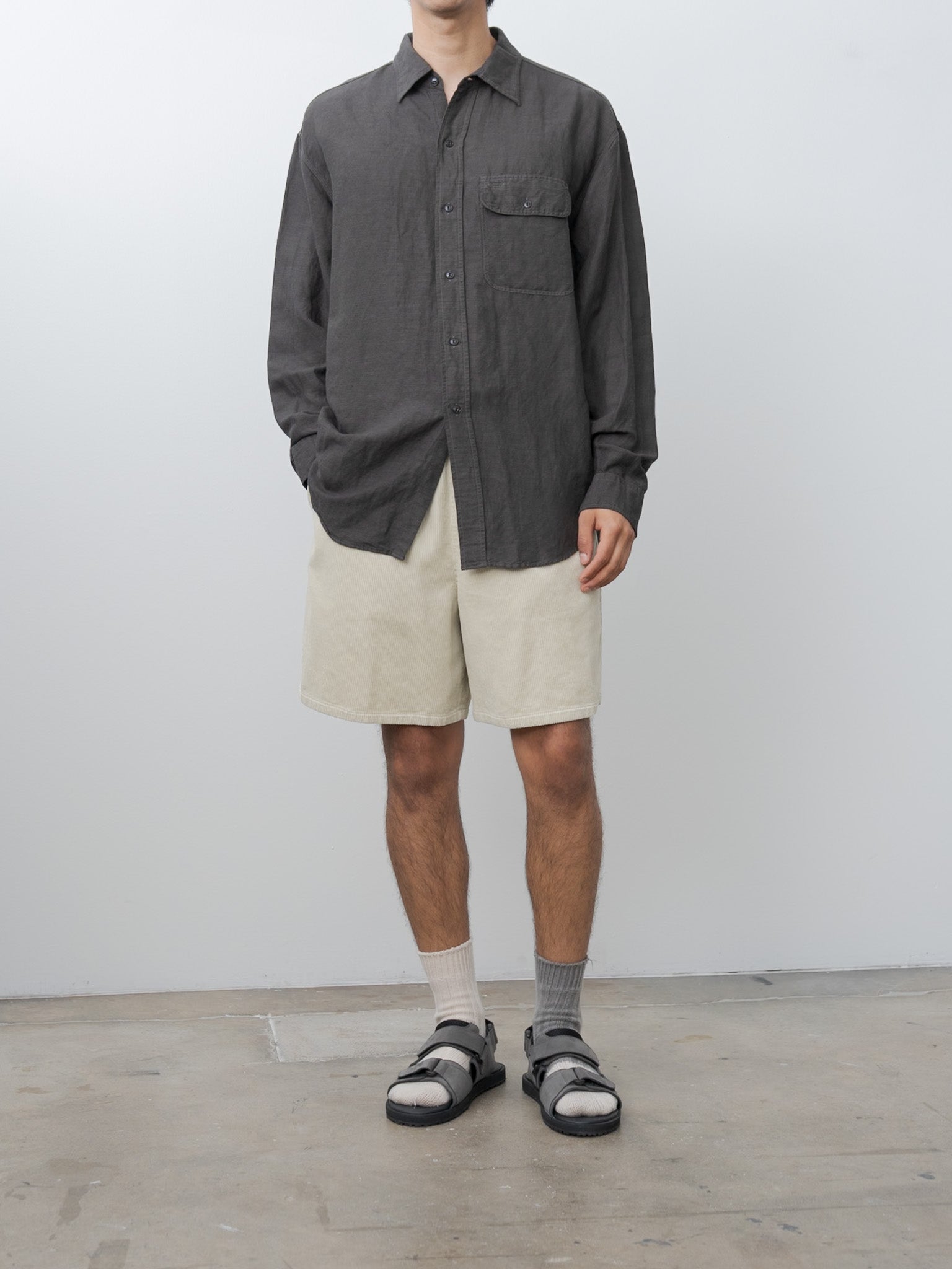 Namu Shop - Yleve Viscose Linen Shirt - Charcoal