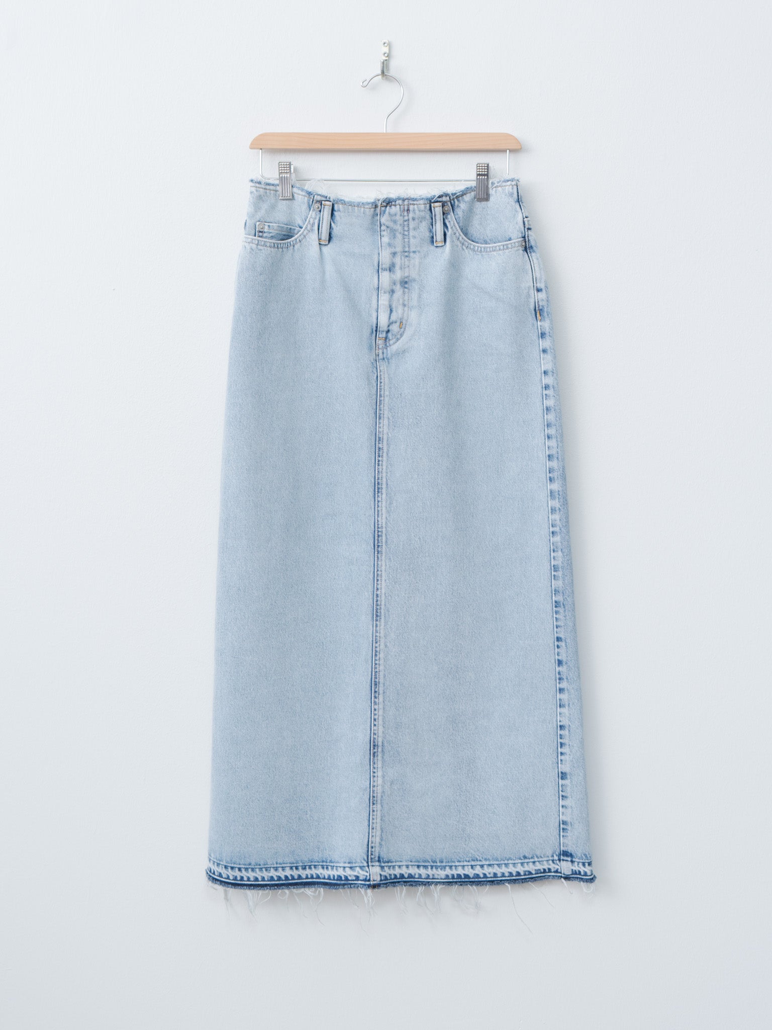Namu Shop - Yleve 13.5oz Faded Denim Skirt - Ice Indigo