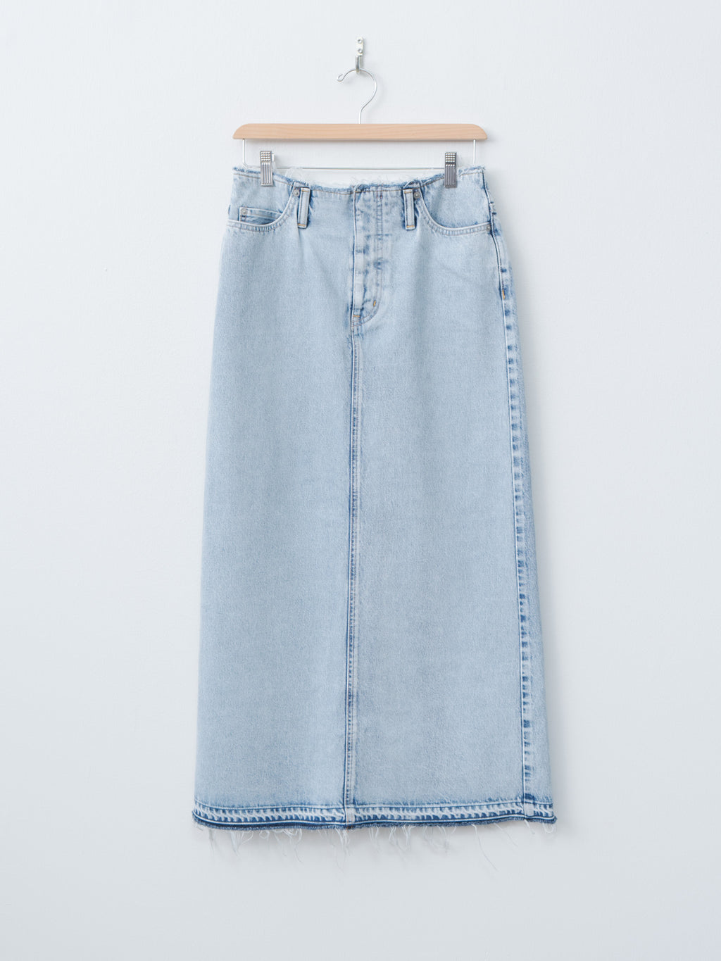 Namu Shop - Yleve 13.5oz Faded Denim Skirt - Ice Indigo
