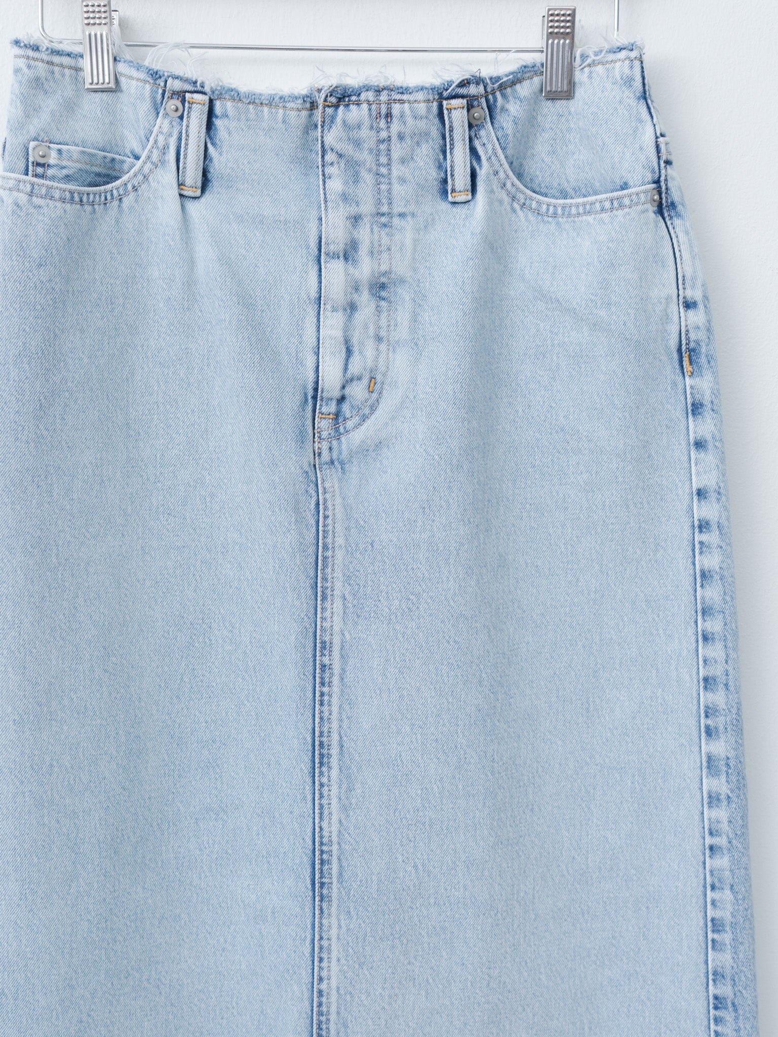 Namu Shop - Yleve 13.5oz Faded Denim Skirt - Ice Indigo