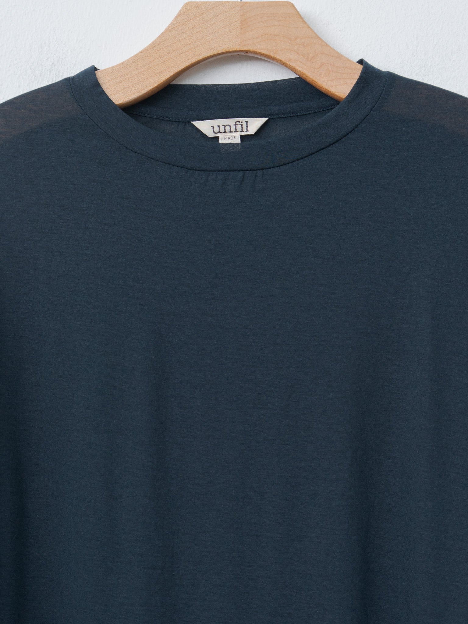 Namu Shop - Unfil Twisted Cotton Sheer Jersey Long Sleeve - Navy
