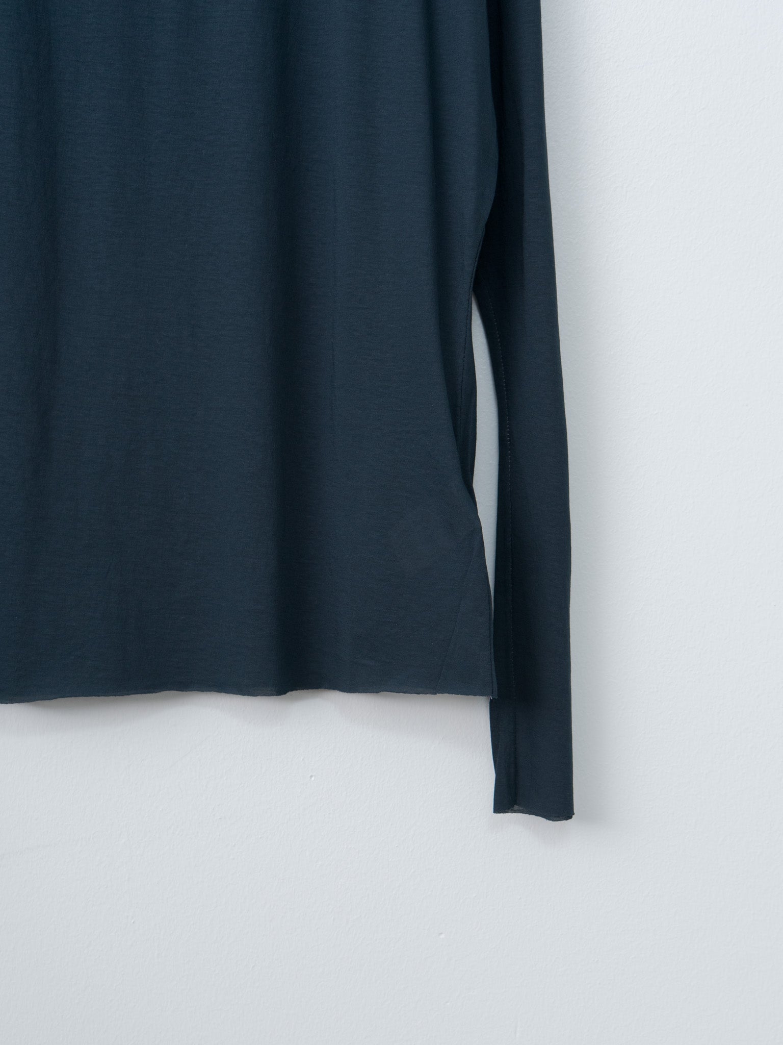 Namu Shop - Unfil Twisted Cotton Sheer Jersey Long Sleeve - Navy