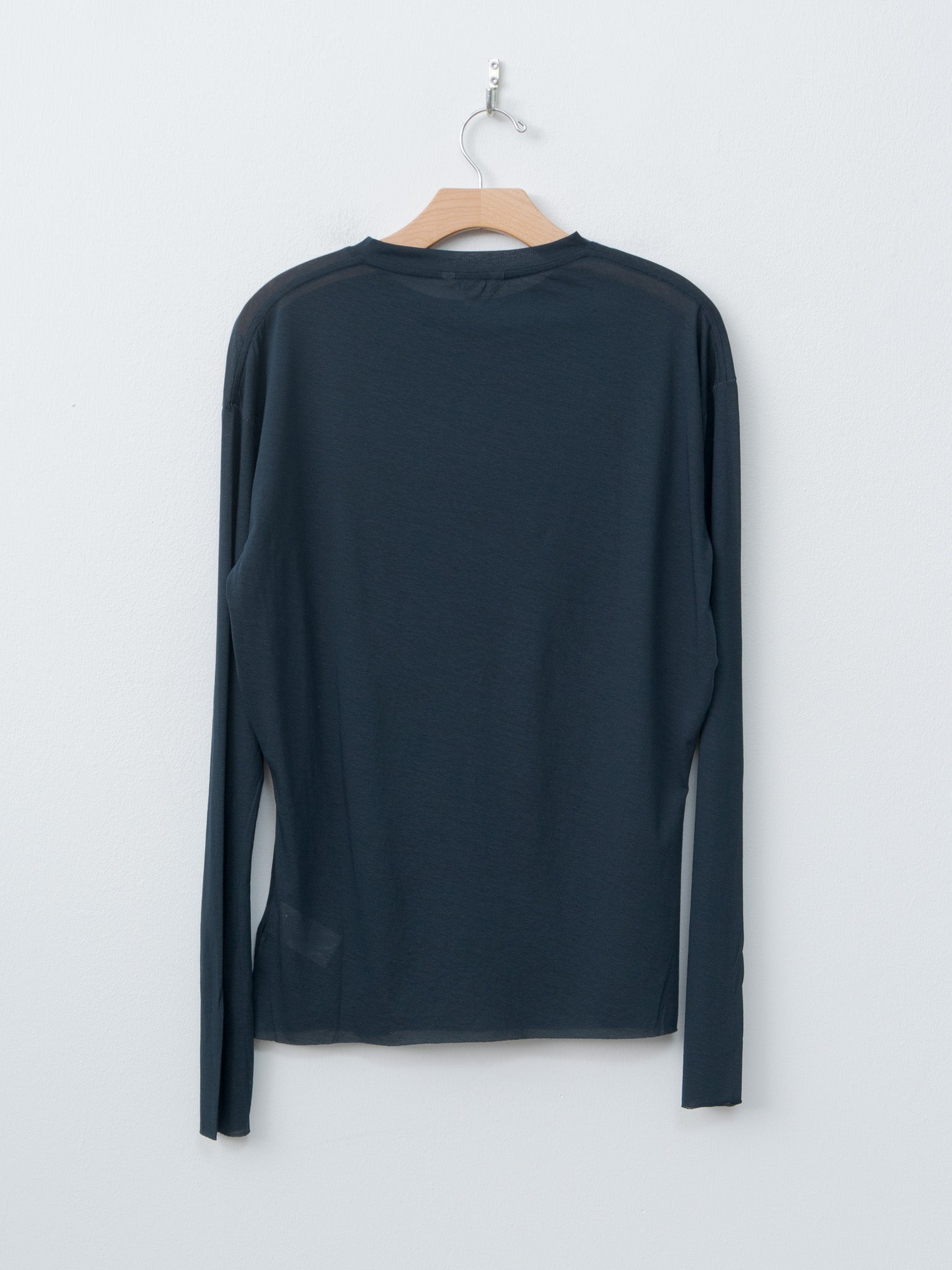 Namu Shop - Unfil Twisted Cotton Sheer Jersey Long Sleeve - Navy