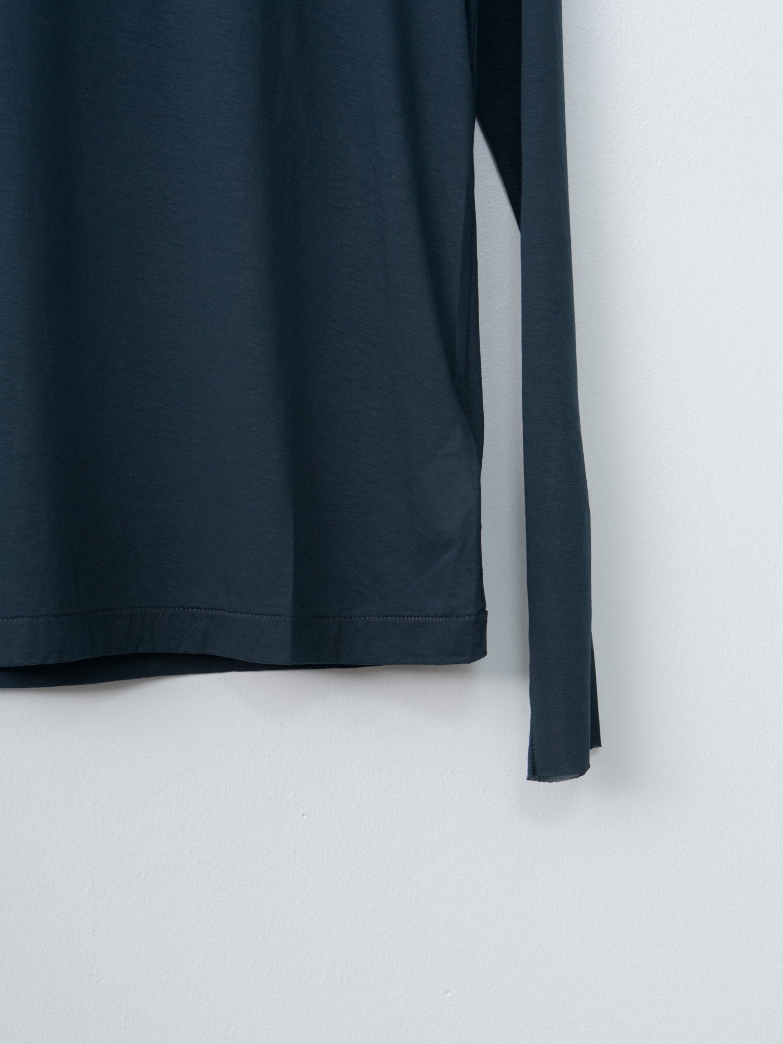 Namu Shop - Unfil Twisted Cotton Sheer Jersey High Neck L/S - Navy