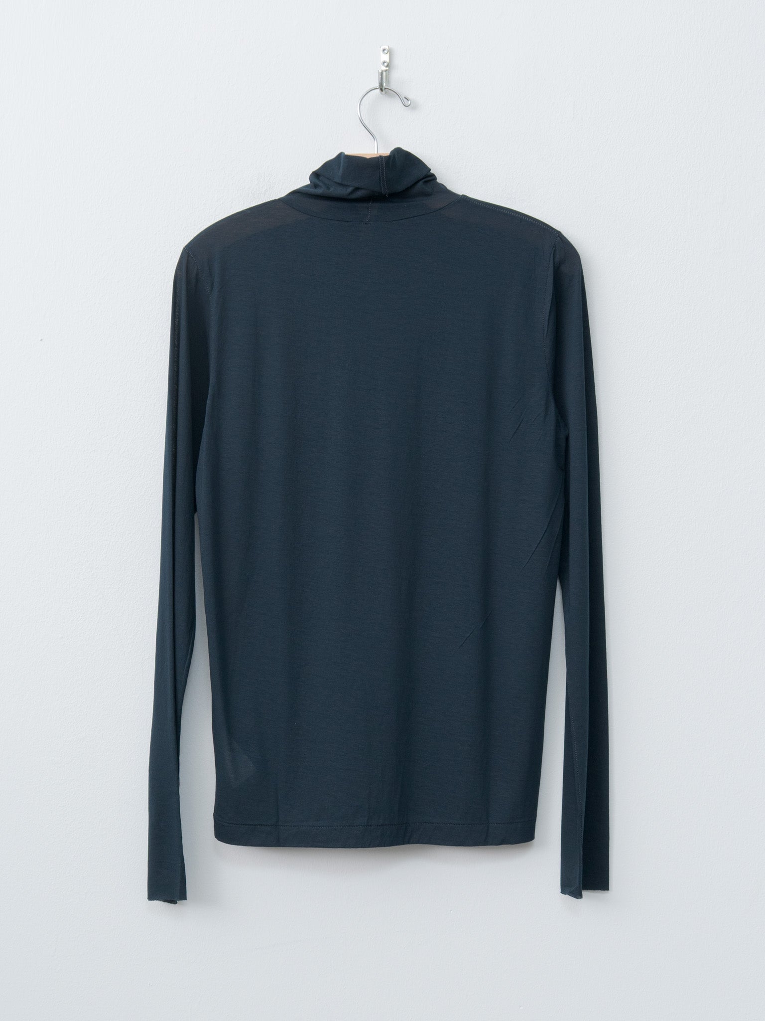 Namu Shop - Unfil Twisted Cotton Sheer Jersey High Neck L/S - Navy