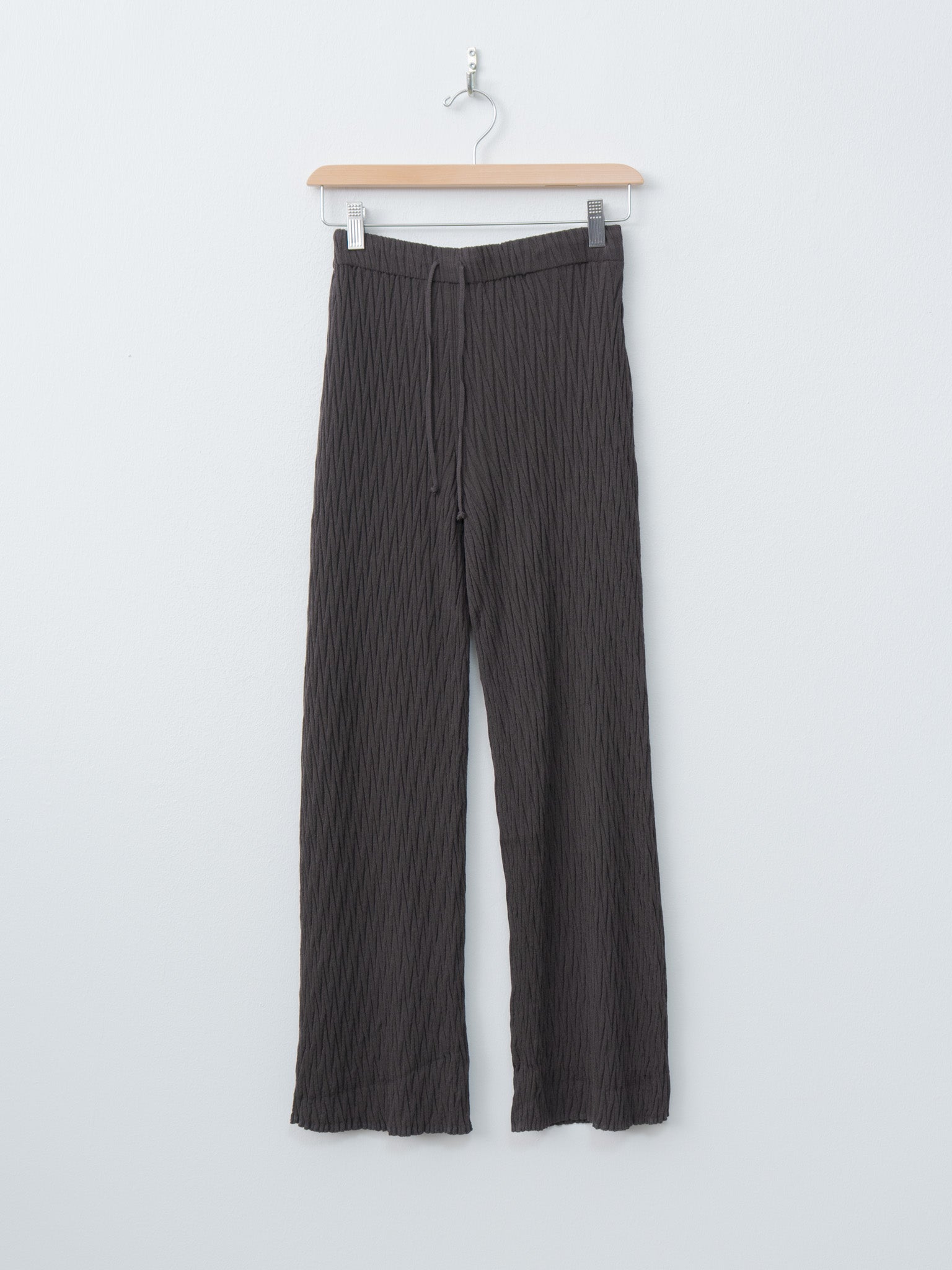 Namu Shop - Unfil High Twist Cotton Ribbed Knit Pants - Charcoal Brown