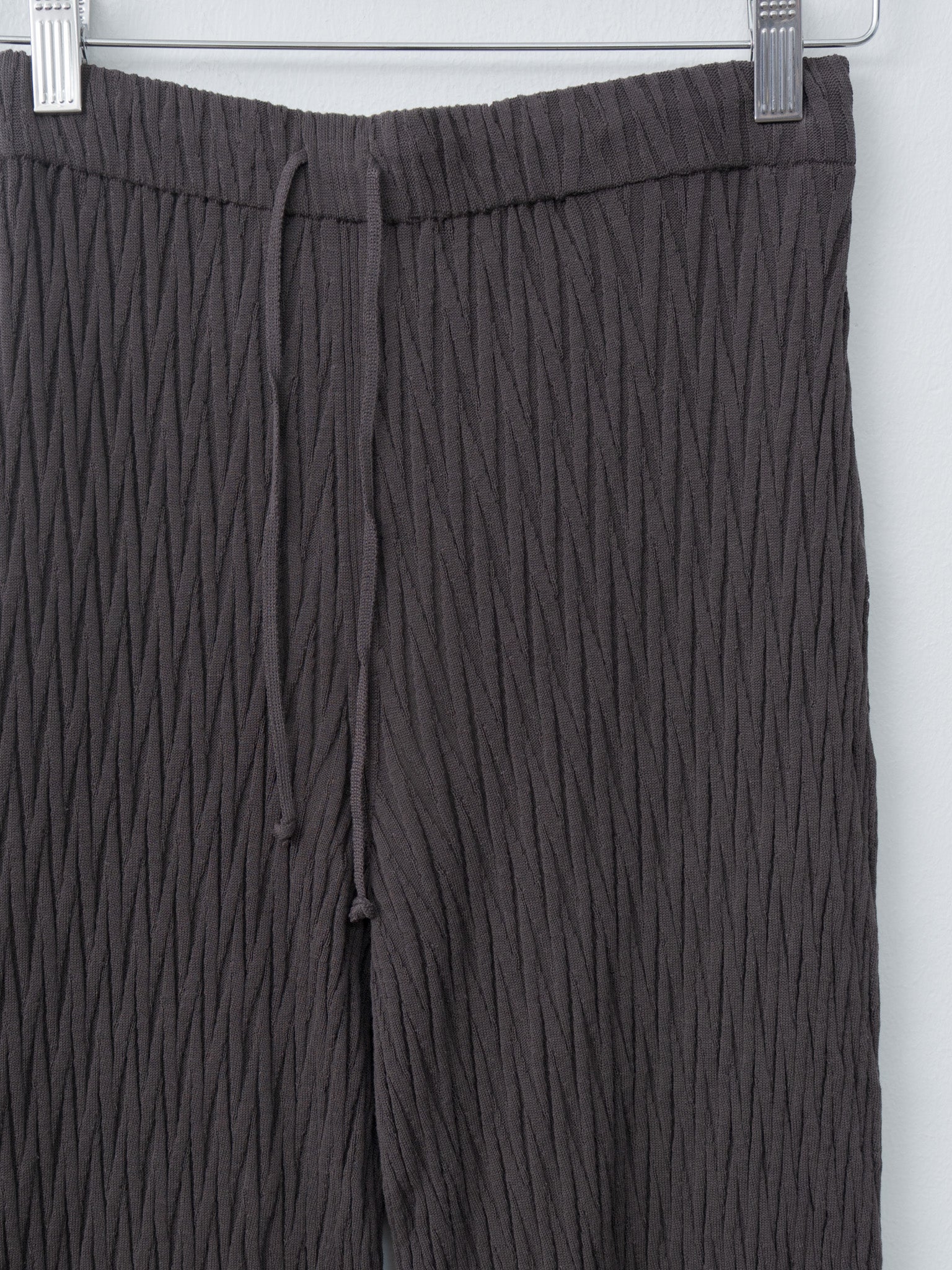 Namu Shop - Unfil High Twist Cotton Ribbed Knit Pants - Charcoal Brown