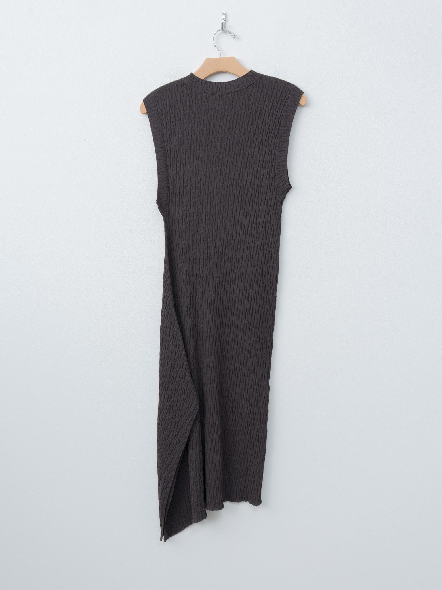 Namu Shop - Unfil High Twist Cotton Ribbed Knit Dress - Charcoal Brown