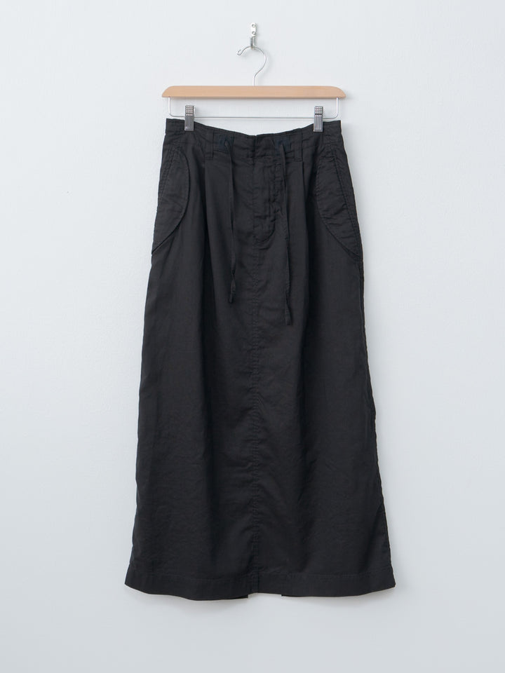 Namu Shop - Unfil Washed & Wrinkled Cordlane Maxi Skirt - Black