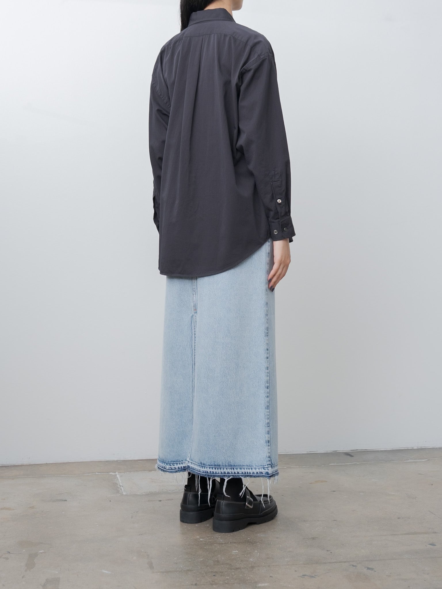 Namu Shop - Y Organic Cotton Washer Satin Shirt - Navy