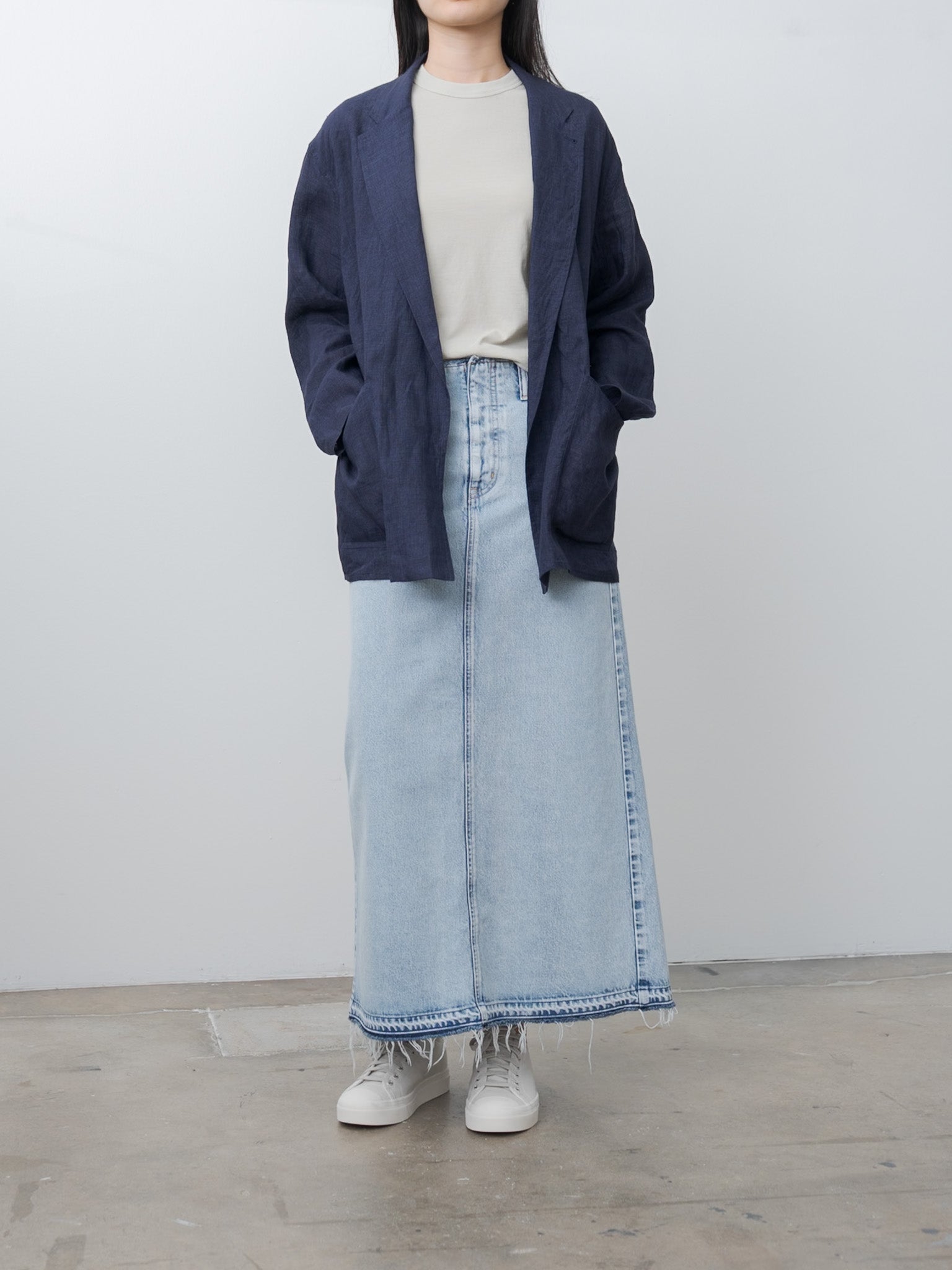 Namu Shop - Yleve Linen Poplin Jacket - Navy