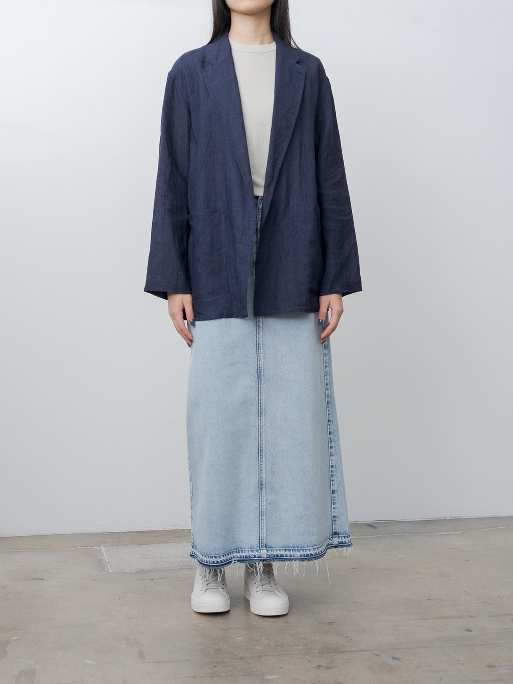 Namu Shop - Yleve Linen Poplin Jacket - Navy