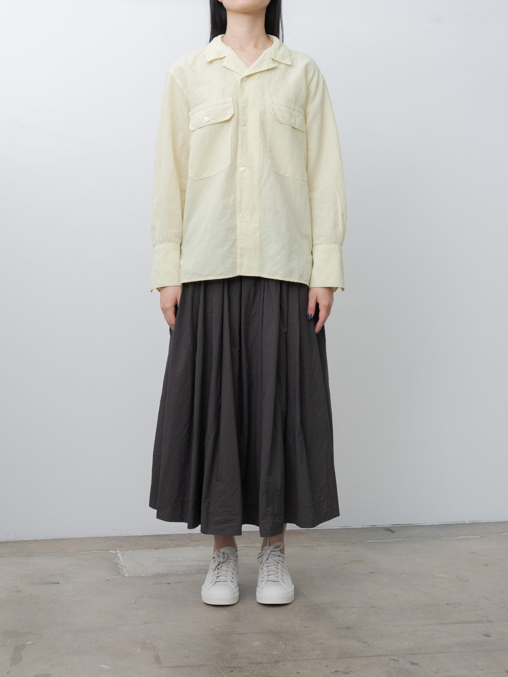 Namu Shop - Album di Famiglia Pleated Long Skirt TC - Brown