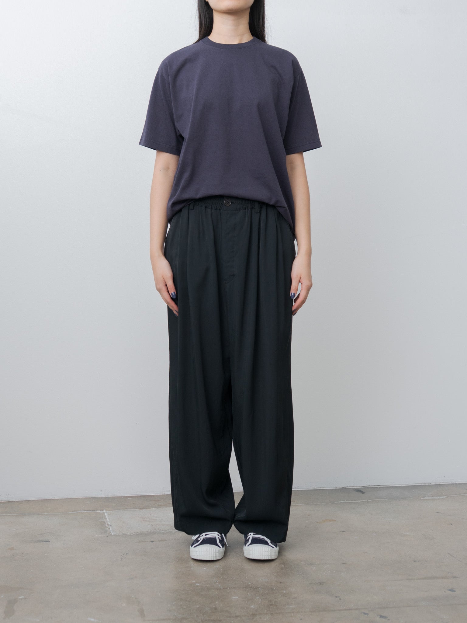 Namu Shop - Unfil Viscose Gabardine Big Easy Trousers - Black Navy