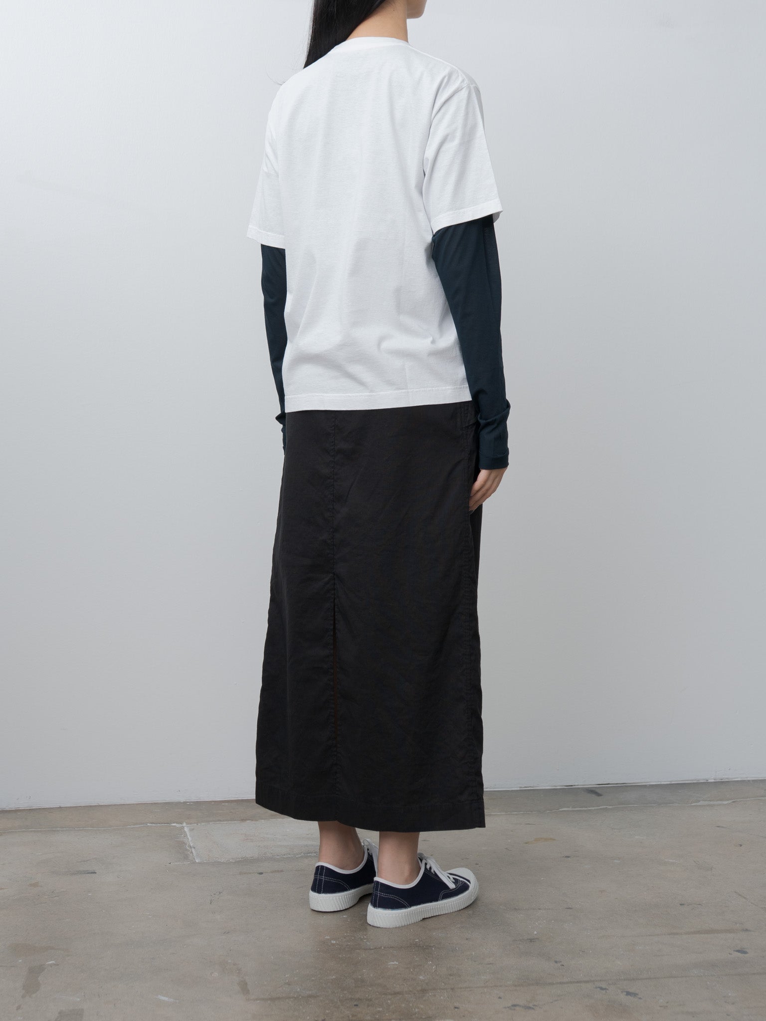 Namu Shop - Unfil Washed & Wrinkled Cordlane Maxi Skirt - Black