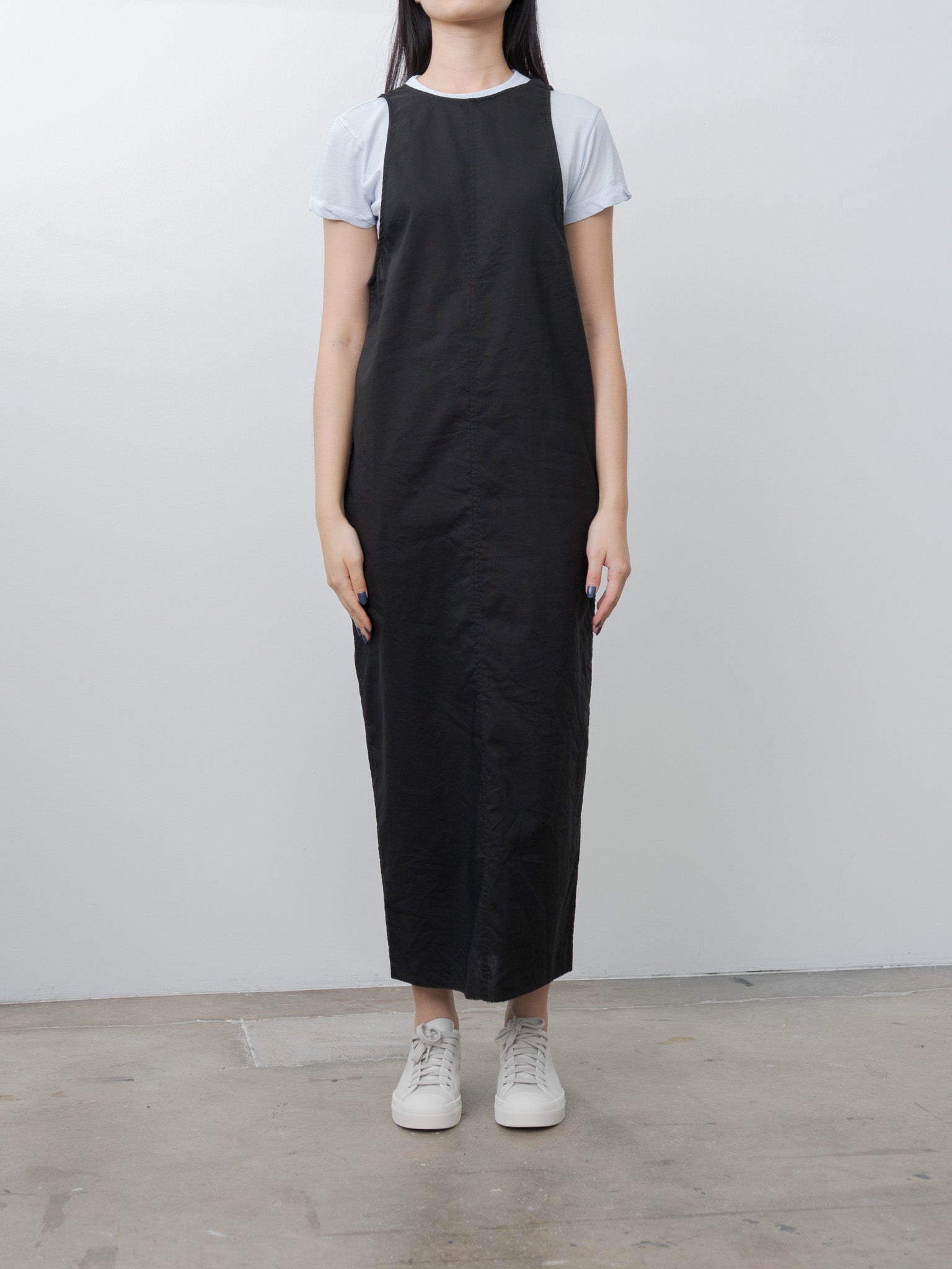 Namu Shop - Unfil Washed & Wrinkled Cordlane Dress - Black