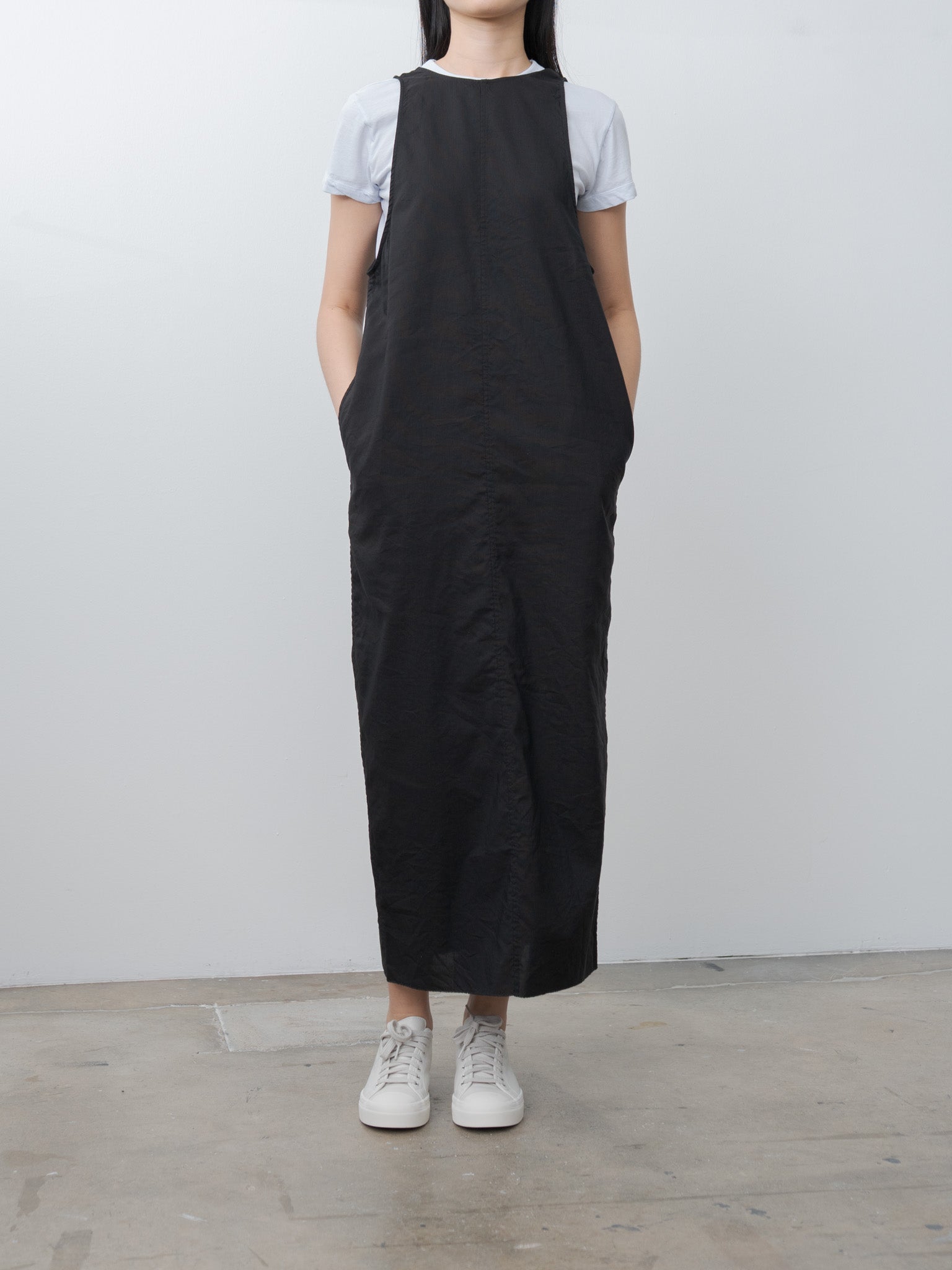 Namu Shop - Unfil Washed & Wrinkled Cordlane Dress - Black