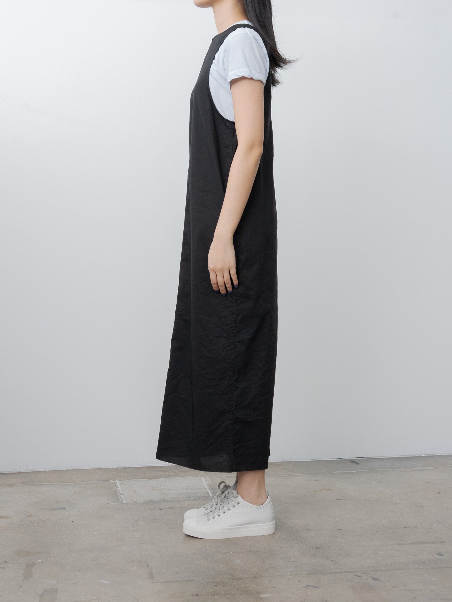 Namu Shop - Unfil Washed & Wrinkled Cordlane Dress - Black