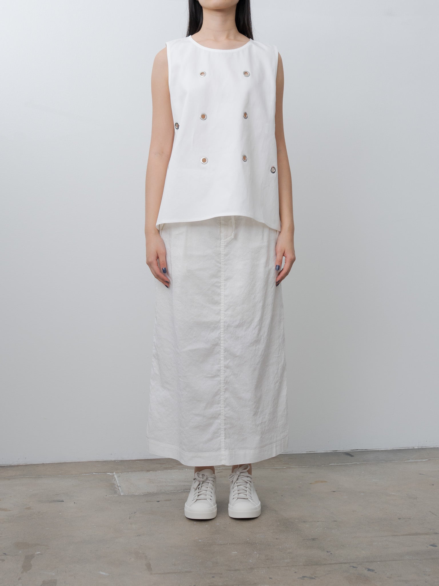 Namu Shop - Unfil Washed & Wrinkled Cordlane Maxi Skirt - Off White