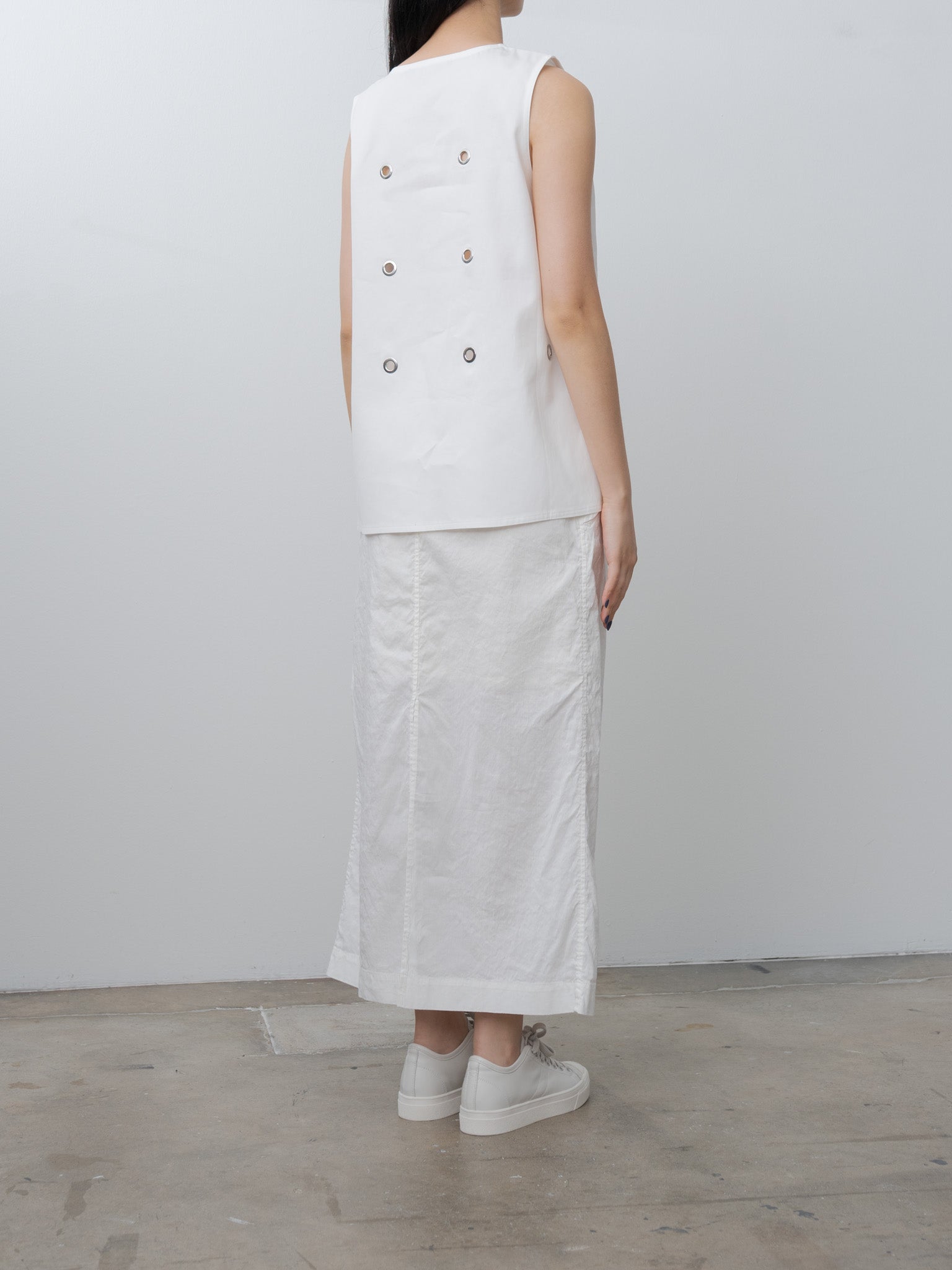 Namu Shop - Unfil Washed & Wrinkled Cordlane Maxi Skirt - Off White