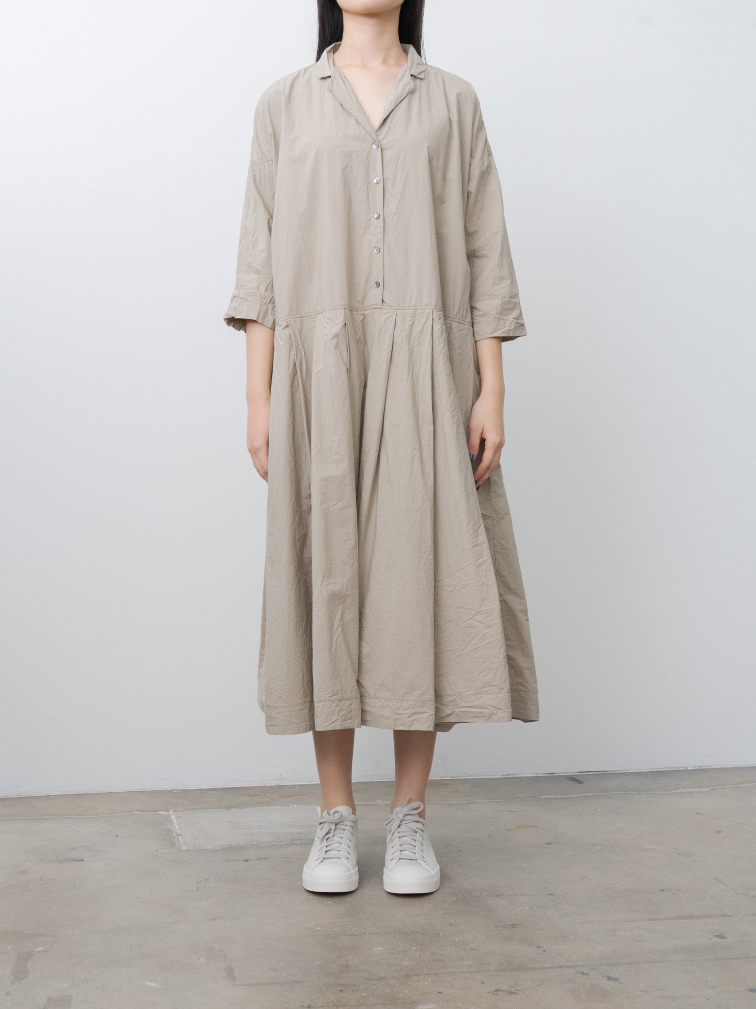 Namu Shop - Album di Famiglia Pleated Collar Dress TC - Stone