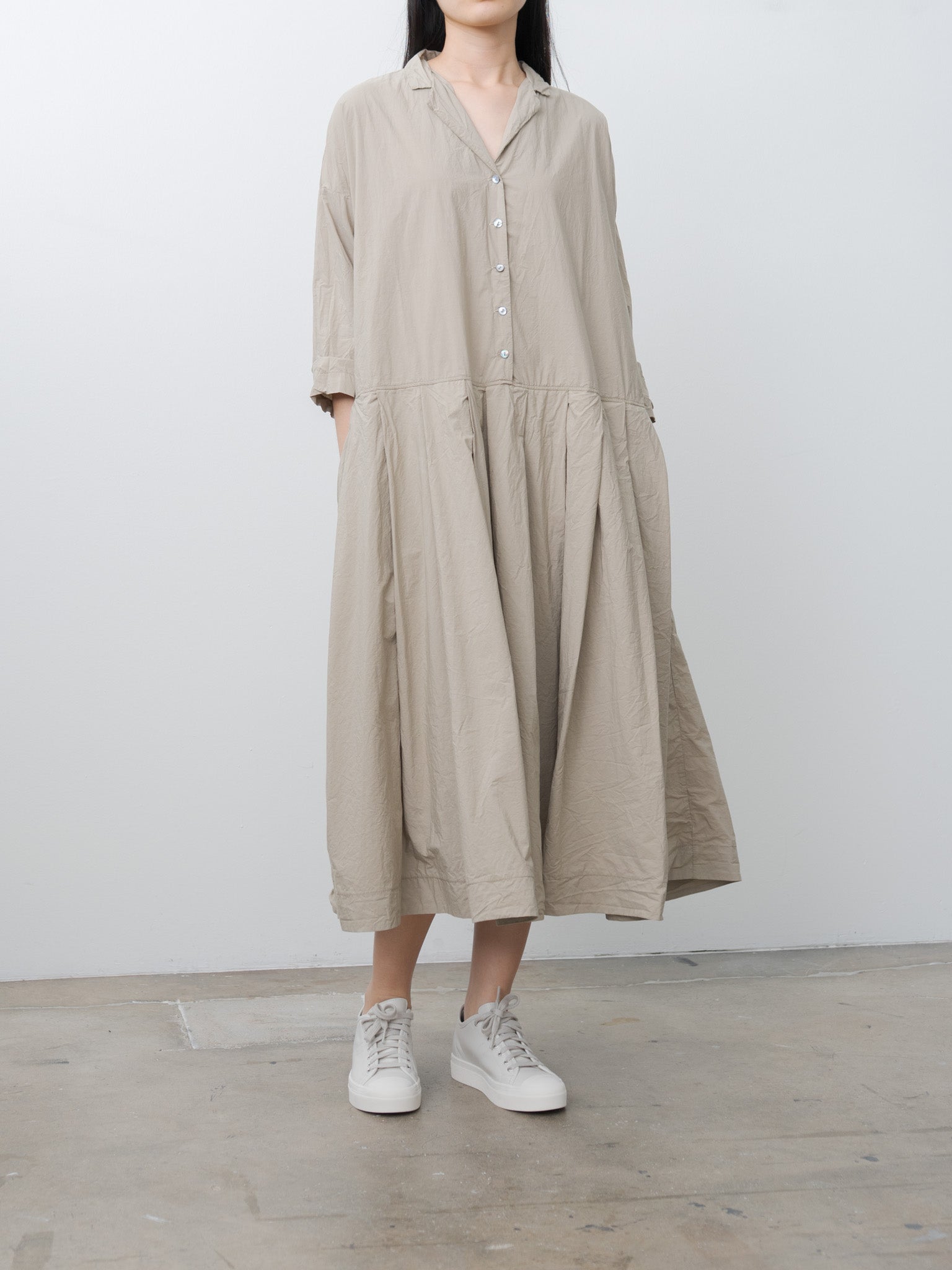 Namu Shop - Album di Famiglia Pleated Collar Dress TC - Stone