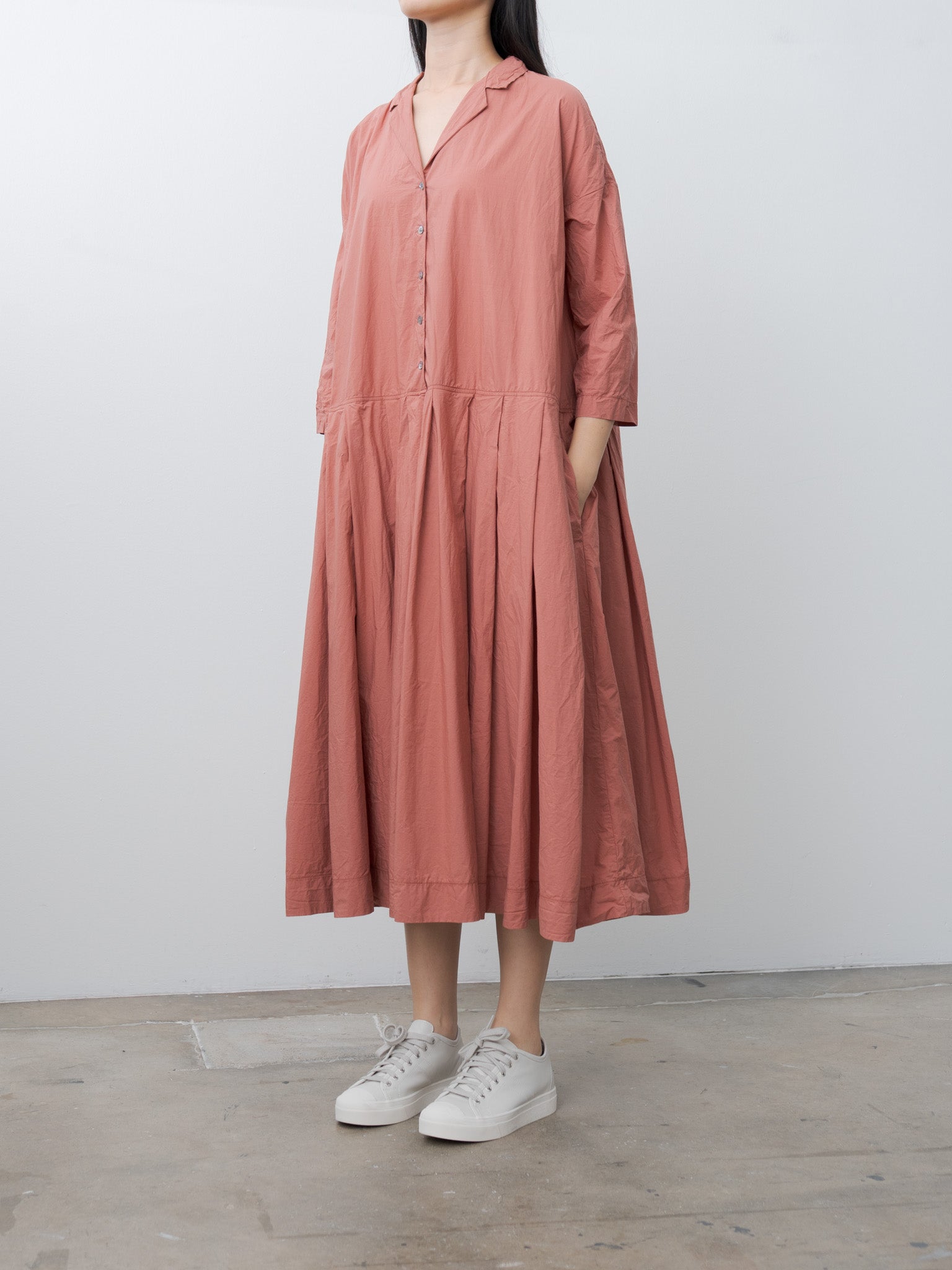 Namu Shop - Album di Famiglia Pleated Collar Dress TC - Coral