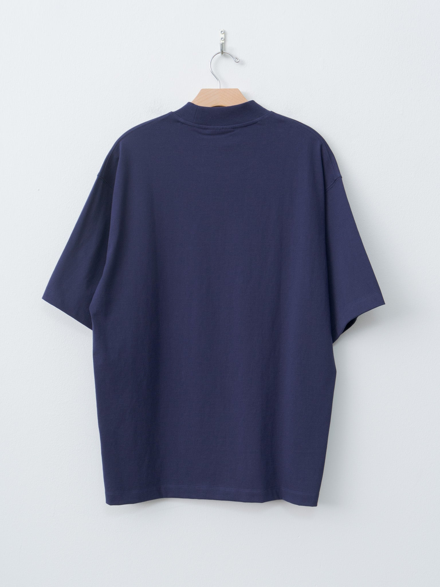 Namu Shop - Document Cotton Mock Neck Pocket T-Shirt - Blue