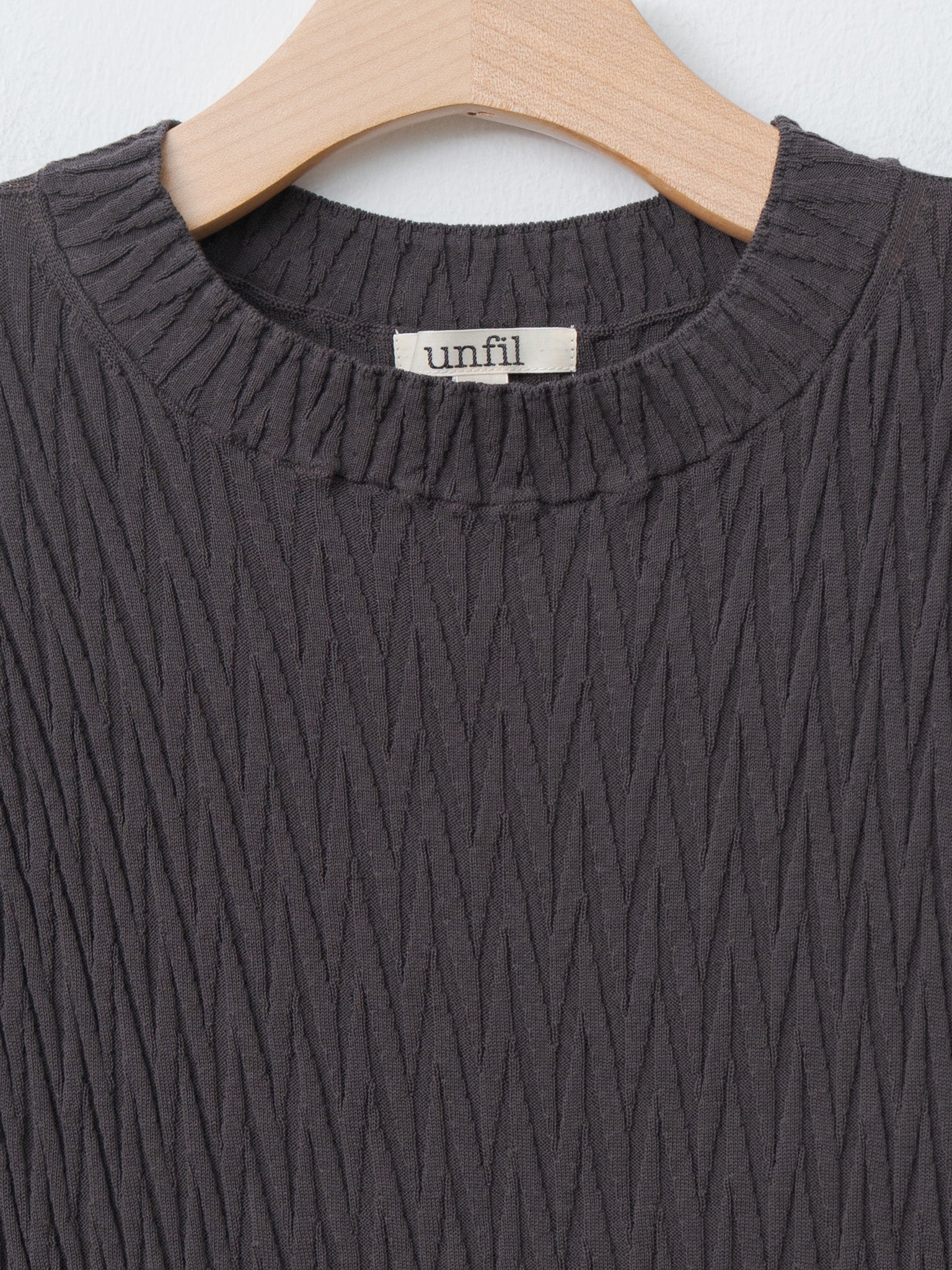 Namu Shop - Unfil High Twist Cotton Ribbed Knit Dress - Charcoal Brown