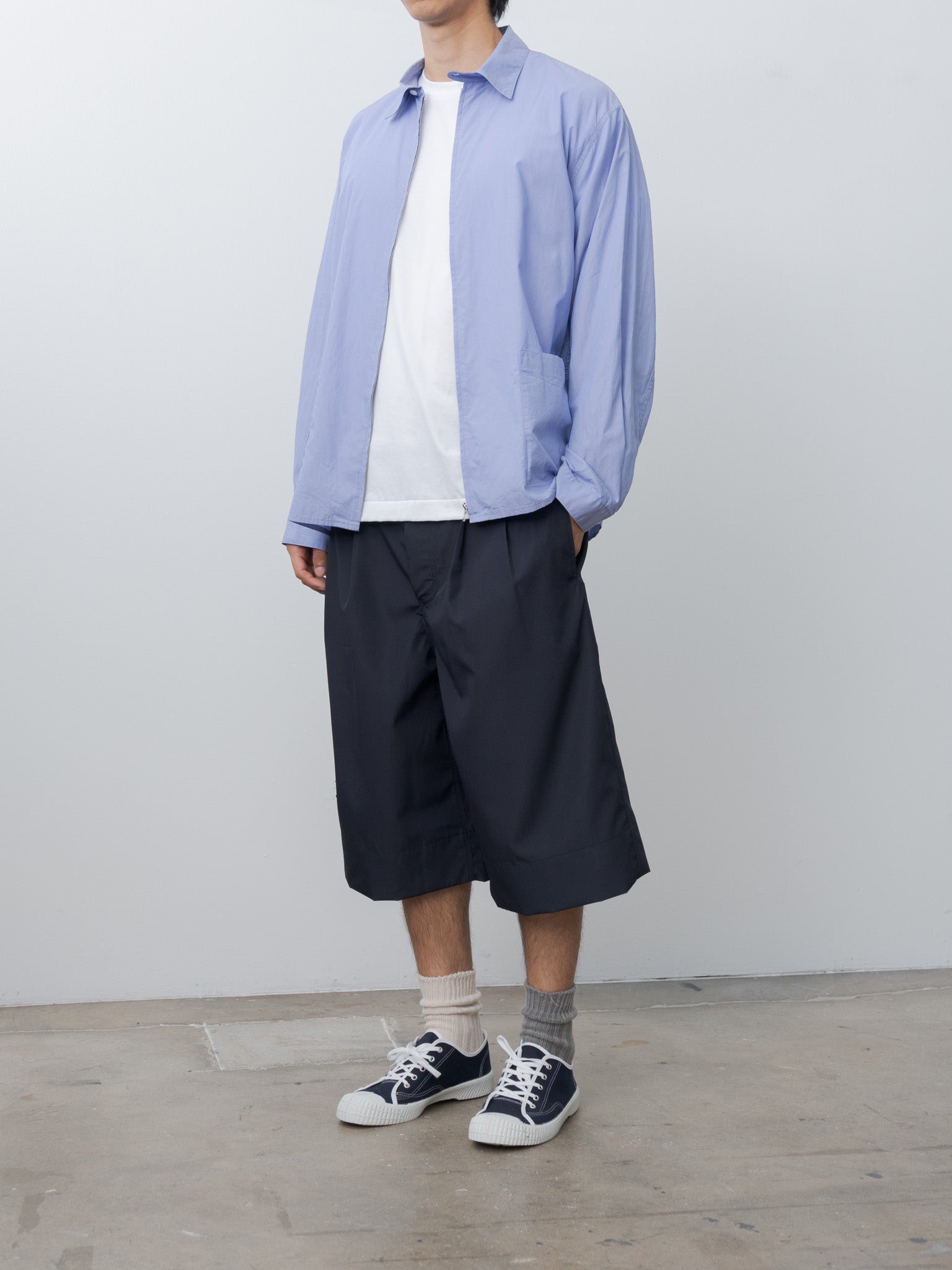 Namu Shop - Document Water Repellent Wool Tucked Shorts - Navy