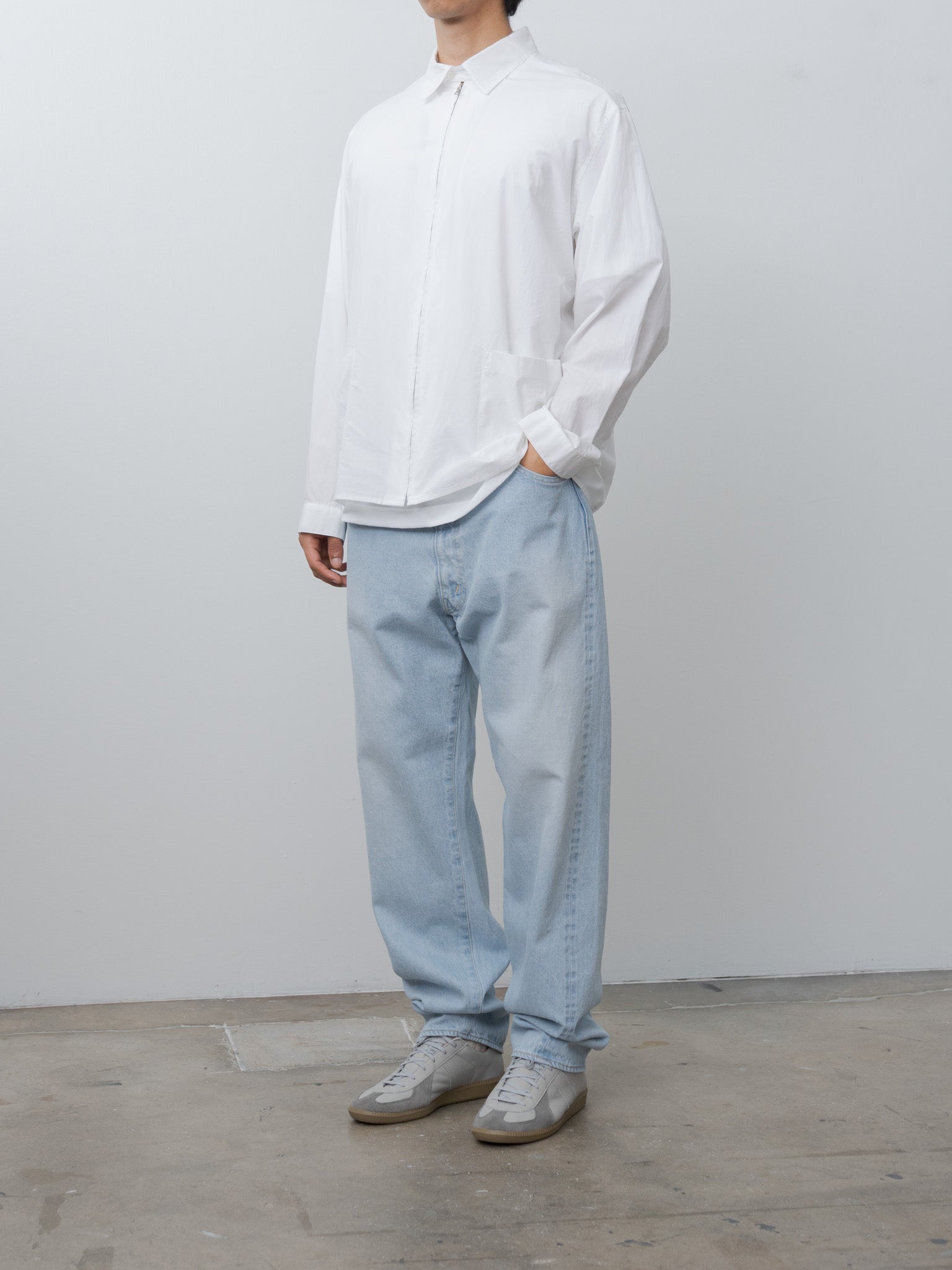 Namu Shop - Kaptain Sunshine 5P Zipper Front Denim Pants - Indigo Ice Wash