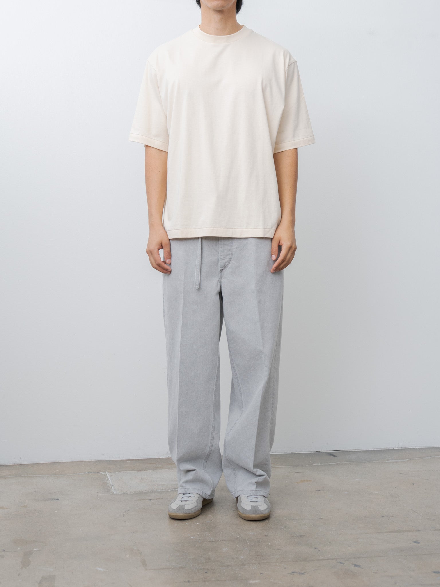 Namu Shop - Blurhms 12.9oz Denim Narrow Belted Pants - Black Super-Bleach