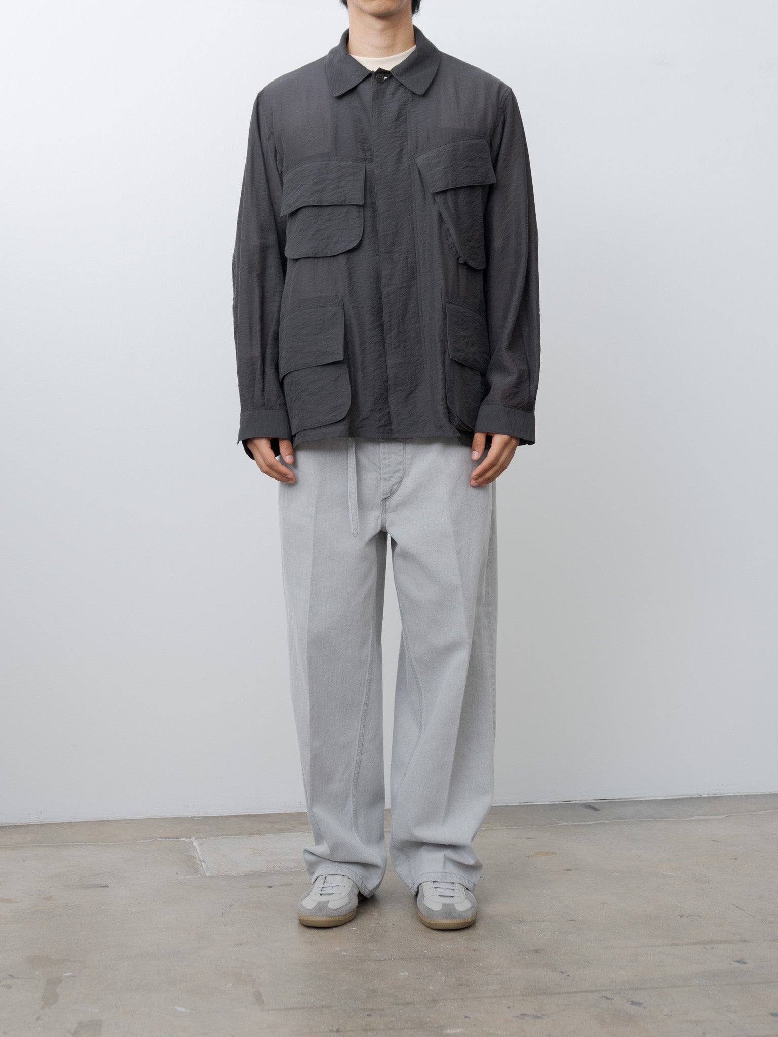Namu Shop - Blurhms 12.9oz Denim Narrow Belted Pants - Black Super-Bleach